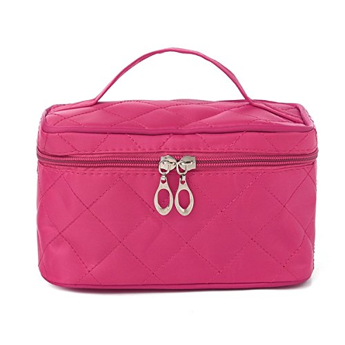 ERCZYO 4-Color Portable Makeup Case - Travel Cosmetic Organizer Bag with Storage Compartments | Rose Red | Perfect for Travel, Home & Salon Use
