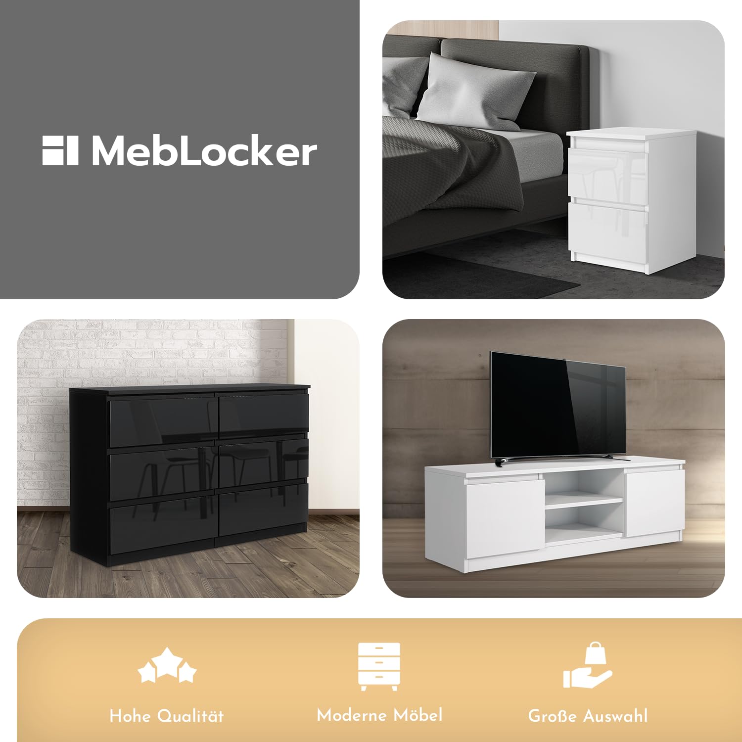 Modern 6-Drawer 120cm MebLocker Chest - Stylish Storage Solution for Living Room, Bedroom, Kids Room, Teen Room & Office - Perfect for Organizing Clothes, Toys & Office Supplies (Black)