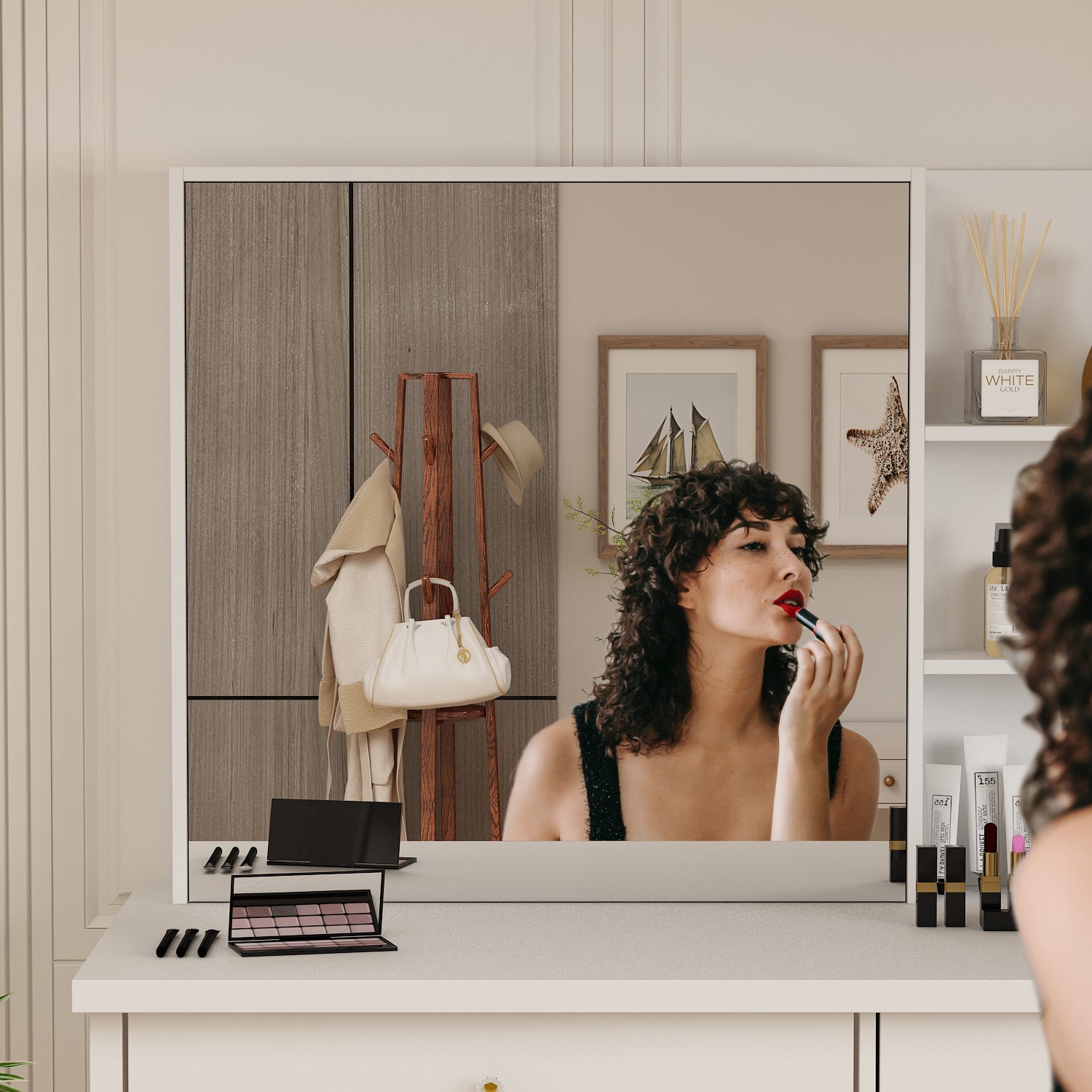 Professional Makeup Vanity Set with LED Sliding Mirror, Soft Cushioned Stool, 5 Storage Drawers & Shelves - Perfect for Beauty Room, Bedroom Dressing Table & Home Salon Setup