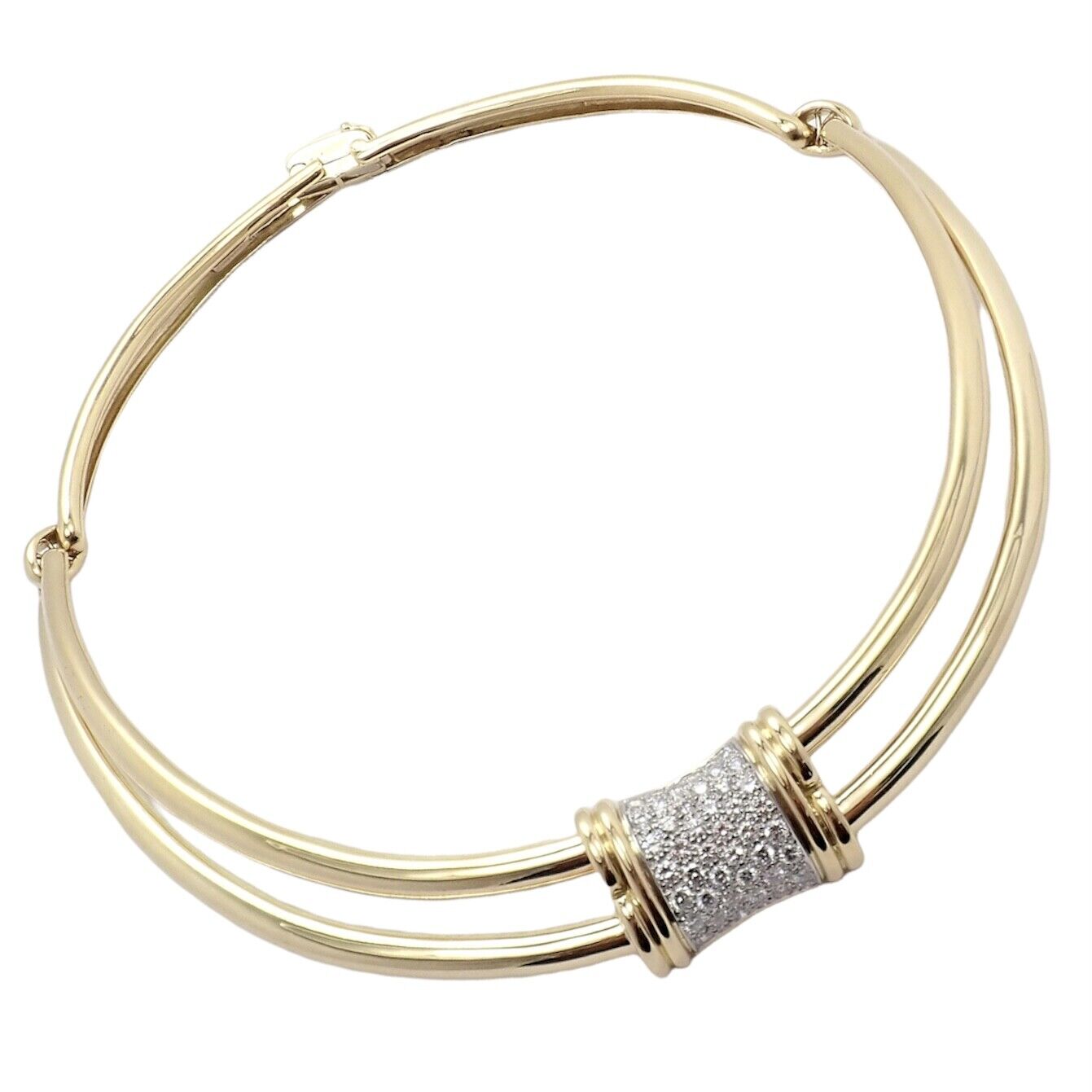 Authentic Tiffany & Co 18k Yellow Gold 2 Carat Diamond Collar Necklace 15