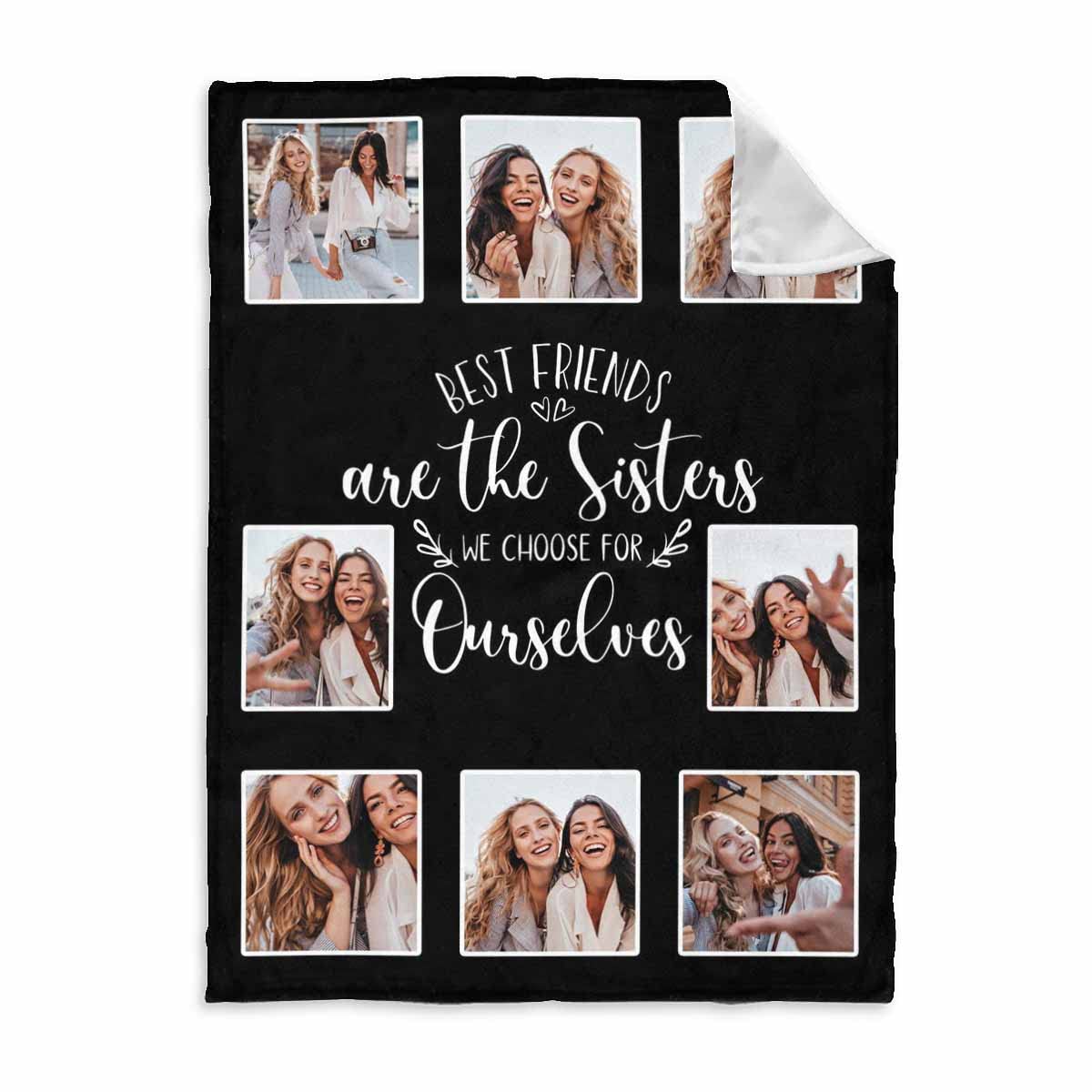 MyPupSocks Custom Best Friend Picture Blanket - Personalized Friendship Throw for BFF Sister, 30x40 - Perfect Birthday Gift for Women, Ideal for Cozy Nights, Movie Marathons, and Bedroom Decor