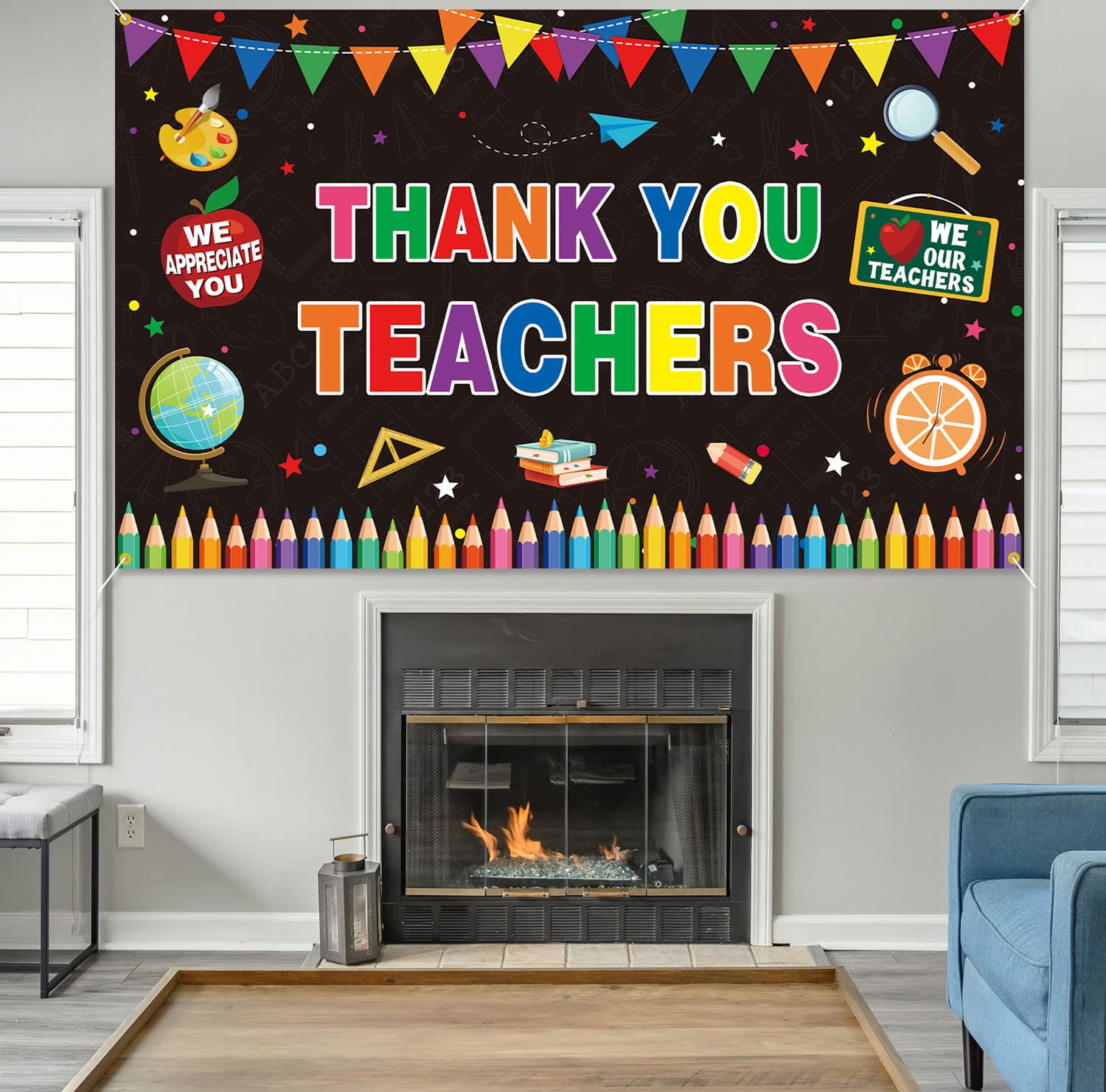 Teacher Appreciation Backdrop Banner - Classroom & Office Decor for Parties