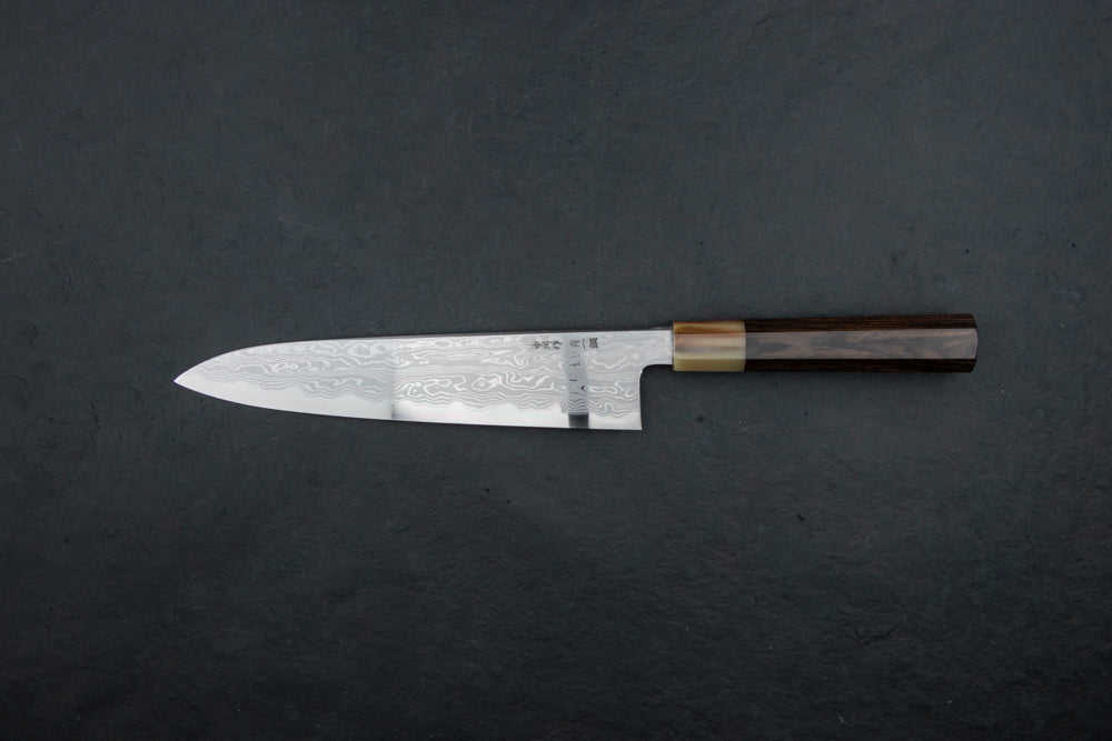Premium Japanese Damascus Gyuto Knife 240mm - Satoshi Nakagawa x Naohito Myojin Aoichi Series - High-Carbon Steel Chef's Knife for Professional Cooking, Meat Cutting & Sushi Preparation