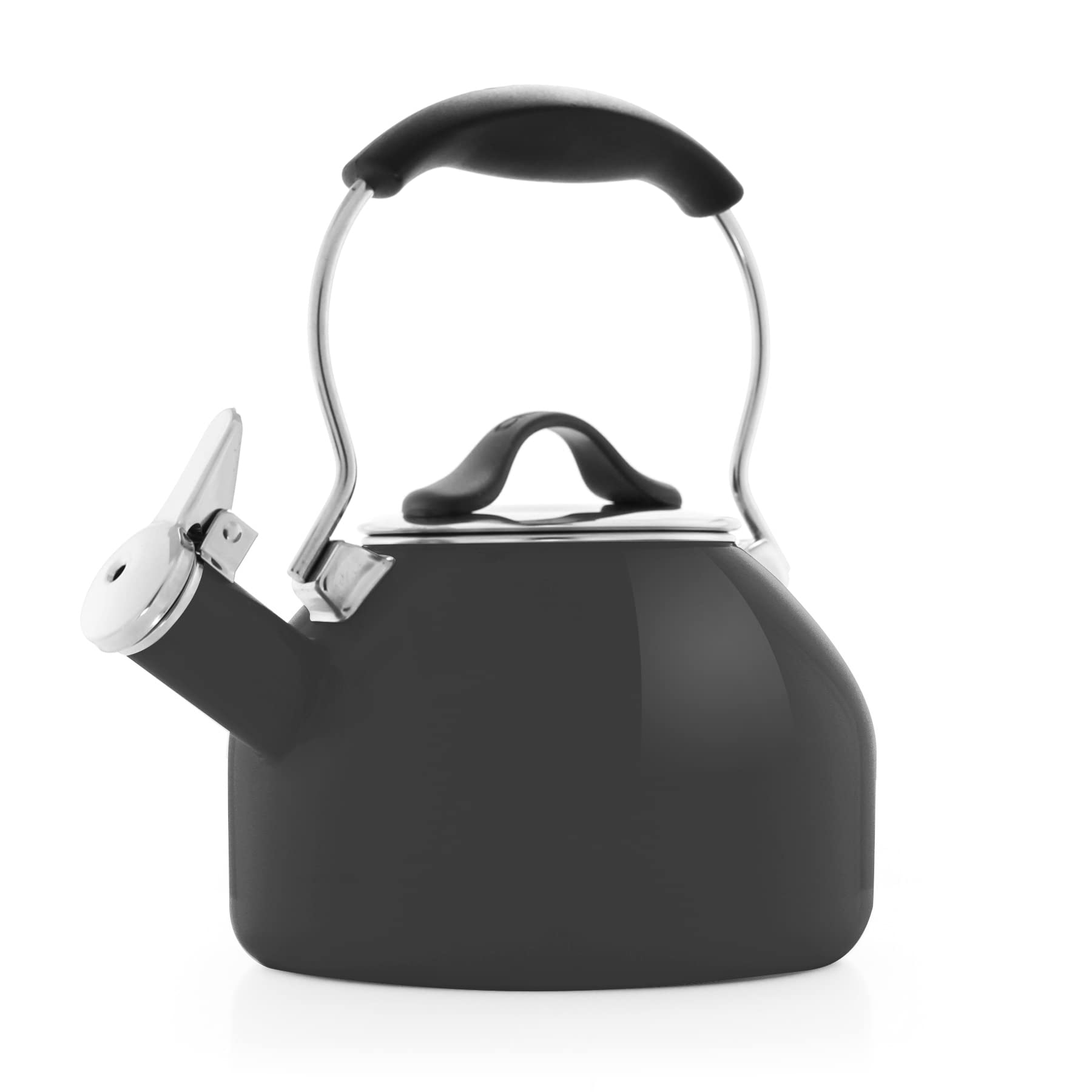 Chantal 1.8 Quart Black Enamel Steel Whistling Tea Kettle - Premium Oolong Tea Maker for Stovetop Use - Perfect for Home, Office & Tea Ceremonies