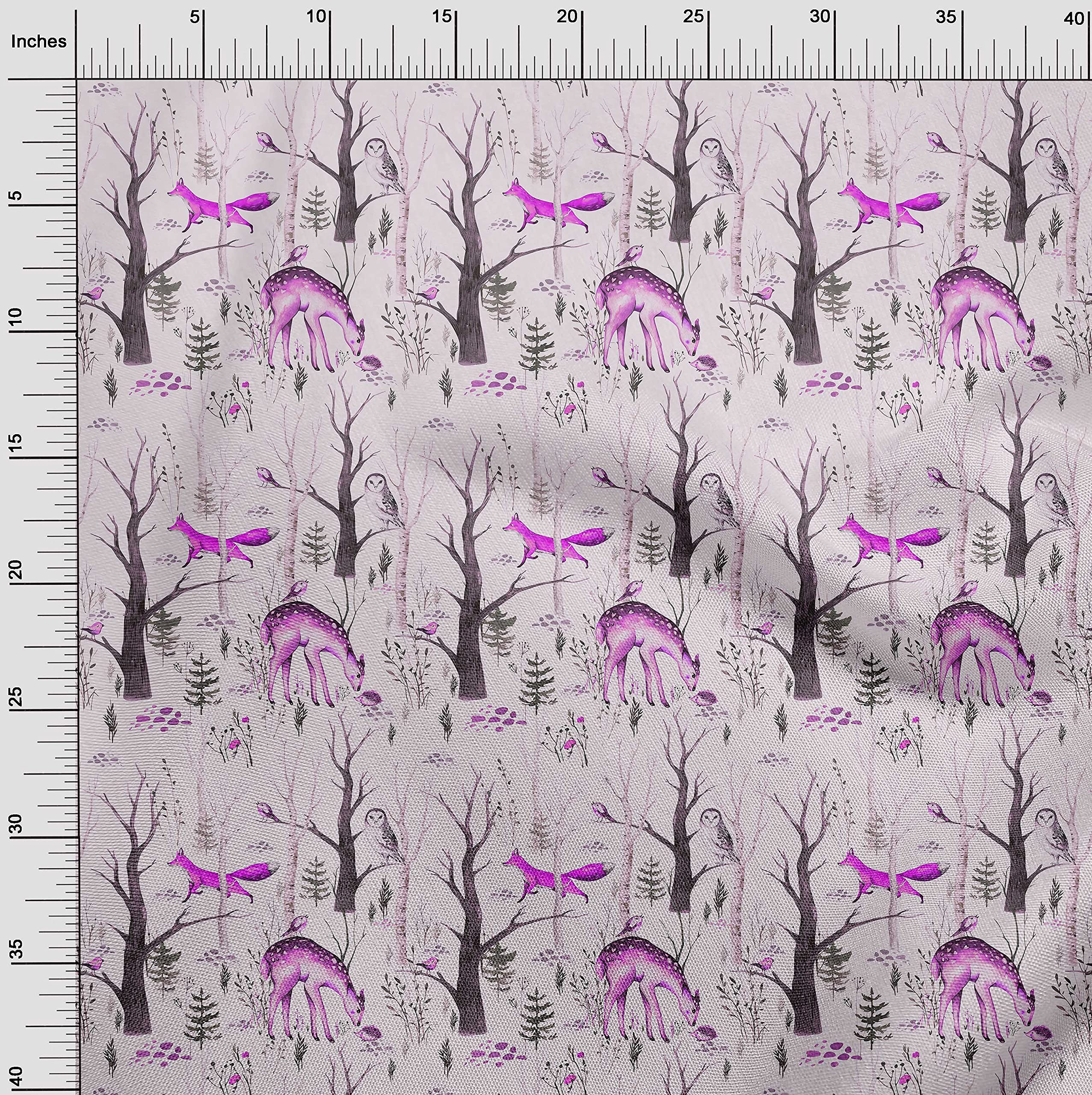 oneOone Rayon Purple Deer Print Fabric by The Yard - 56 Inch Wide for DIY Clothing, Sewing Projects & Home Decor | Soft, Durable & Easy to Sew