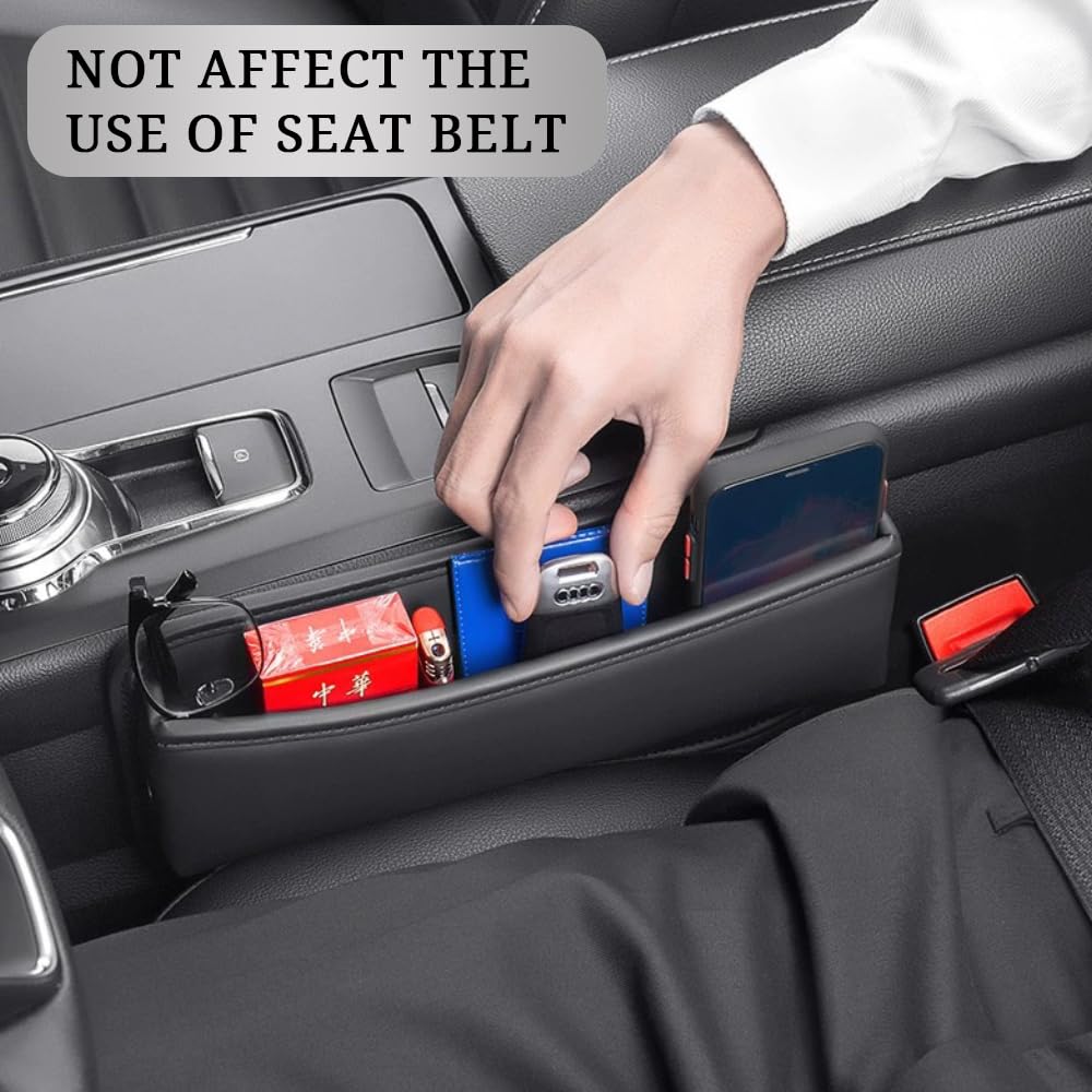 Universal Car Seat Gap Filler Organizer - 2Pcs Black Storage Solution for Car, SUV & Truck - Prevent Items from Falling Between Seats & Console - Perfect for Phones, Keys, Wallets & Small Essentials
