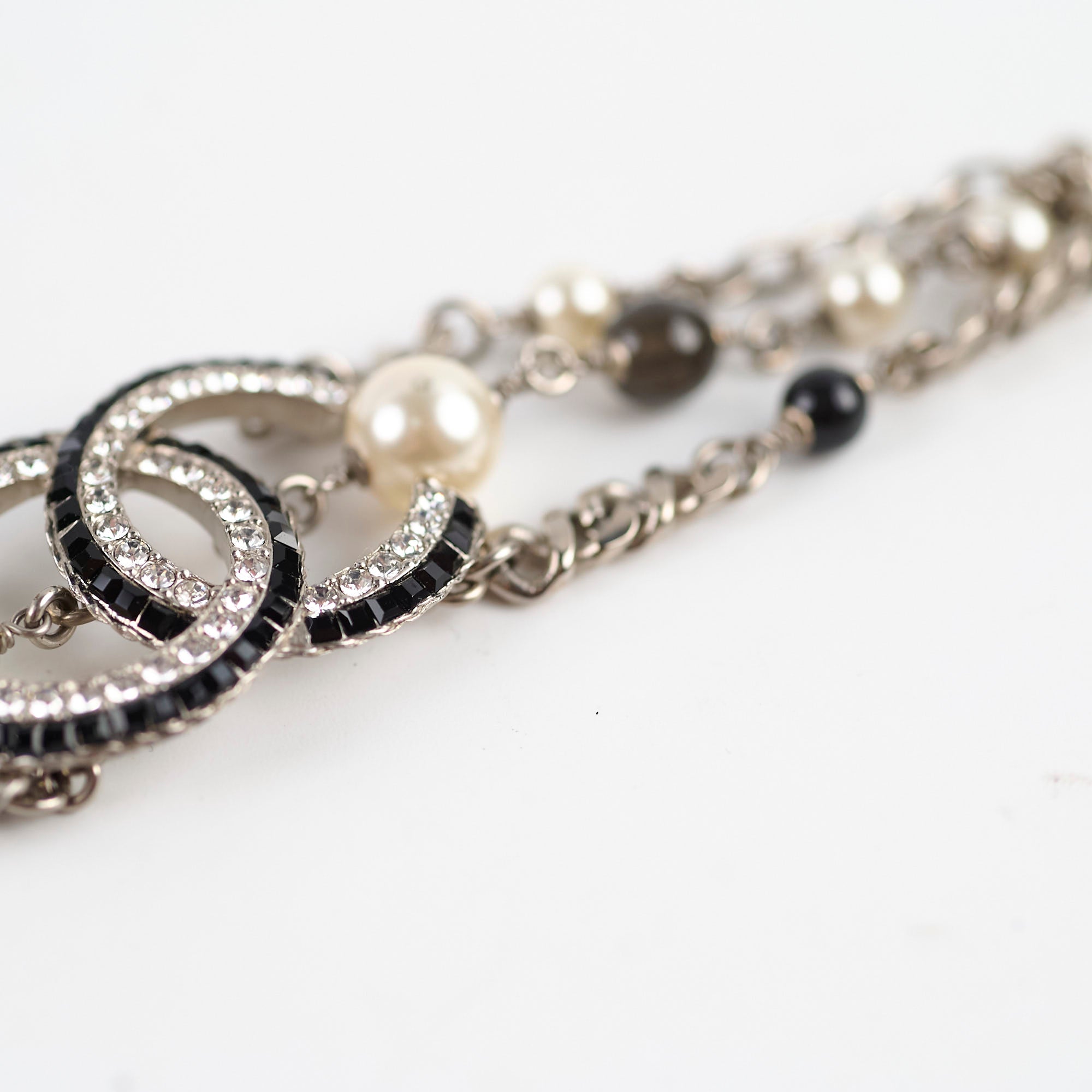 Chanel CC Logo Pearl Bracelet - Elegant Costume Jewelry for Women | Perfect for Parties, Weddings & Special Occasions