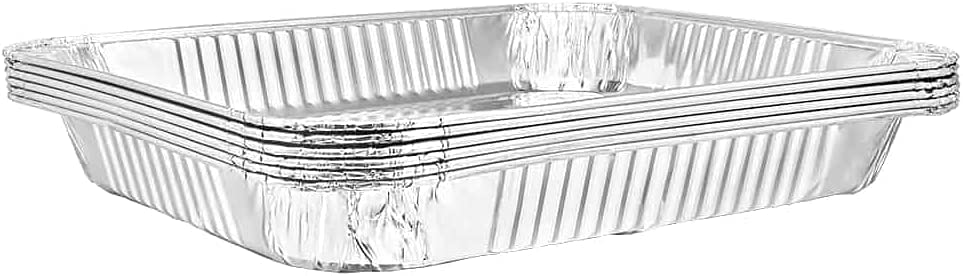 Disposable Aluminum Half Size Shallow Pans with Lids - 50 Pack Recyclable Foil Baking Pans for Food Prep, Cooking & Meal Storage - Perfect for Catering, Parties, Picnics & Home Kitchen Use