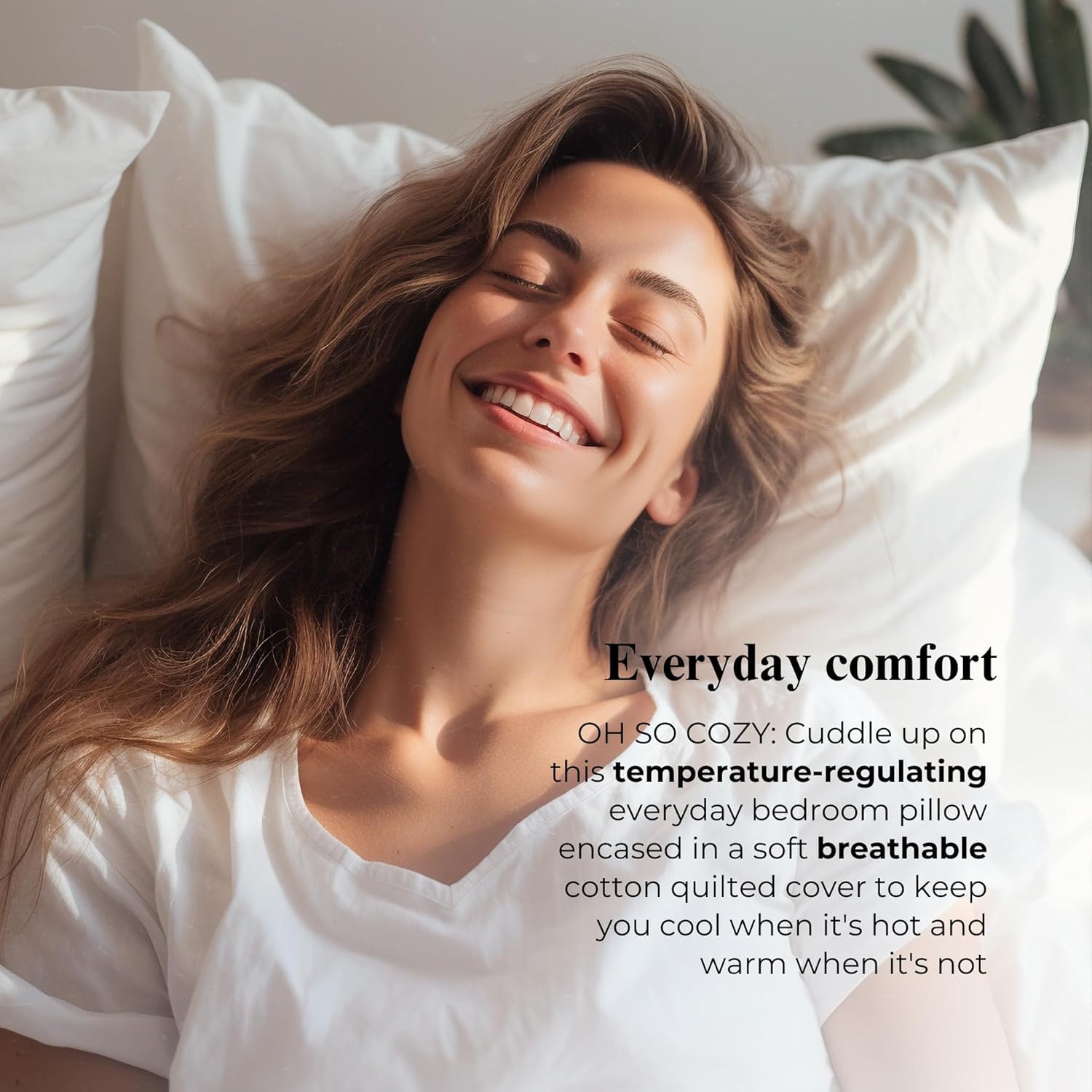 GOTS Certified 100% Organic Cotton Pillows with Removable Cover - Queen Size 2-Pack for Neck Pain Relief & Head Support - Ideal for Side, Back & Stomach Sleepers | Perfect for Eco-Friendly Bedrooms & Allergy Sufferers