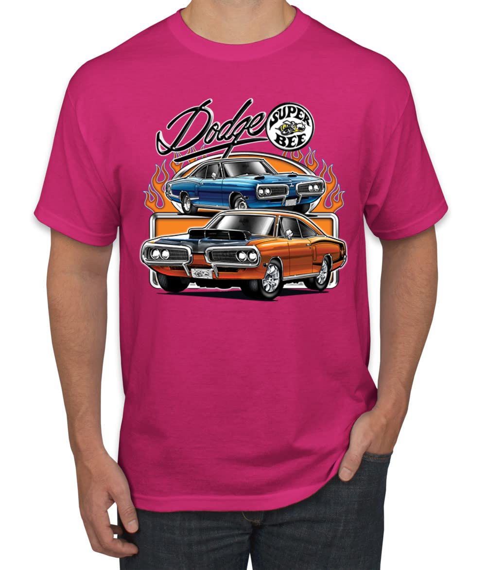 Flaming Dodge Super Bee Muscle Car T-Shirt for Men | Vintage American Muscle Car Graphic Tee | Perfect for Car Enthusiasts & Casual Wear