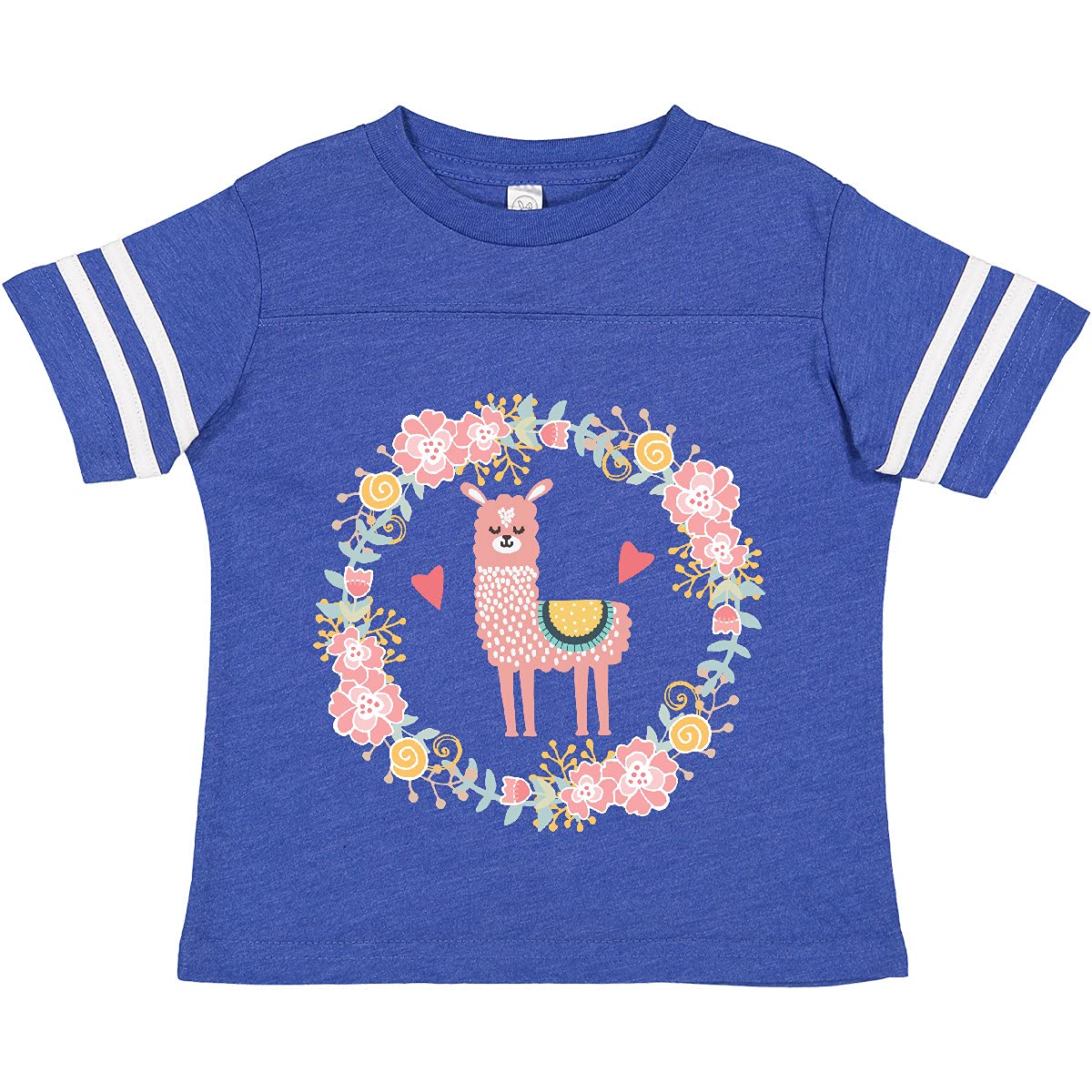 Inktastic Llama Rose Flower Wreath Toddler T-Shirt - Cute Baby Animal Graphic Tee for Boys & Girls - Perfect for Playdates, Birthday Parties & Family Photos