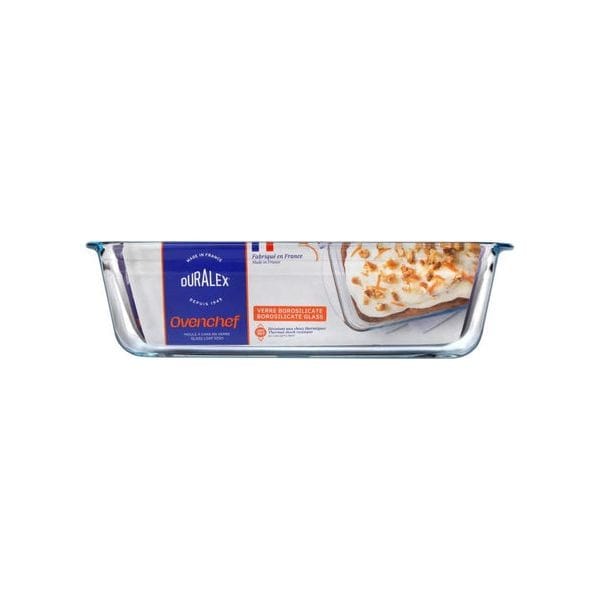 Duralex Ovenchef® 1.6 Quart Tempered Glass Loaf Pan - Durable Baking Dish for Bread, Meatloaf & Casseroles - Perfect for Oven, Microwave & Freezer Use