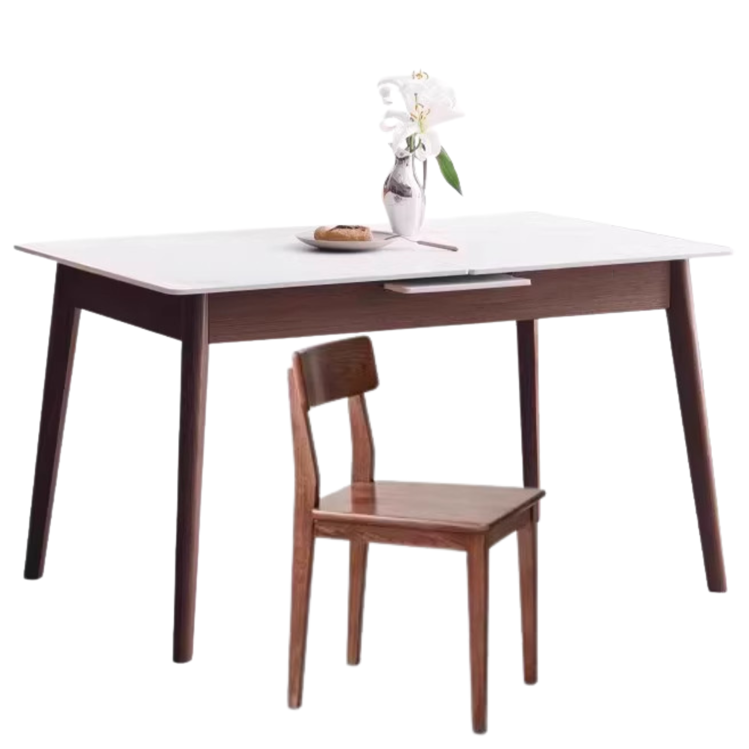 Solid Oak Wood Extendable Dining Table - Expandable Farmhouse Table for Kitchen, Dining Room & Small Spaces | Rustic Home Decor & Space-Saving Solution