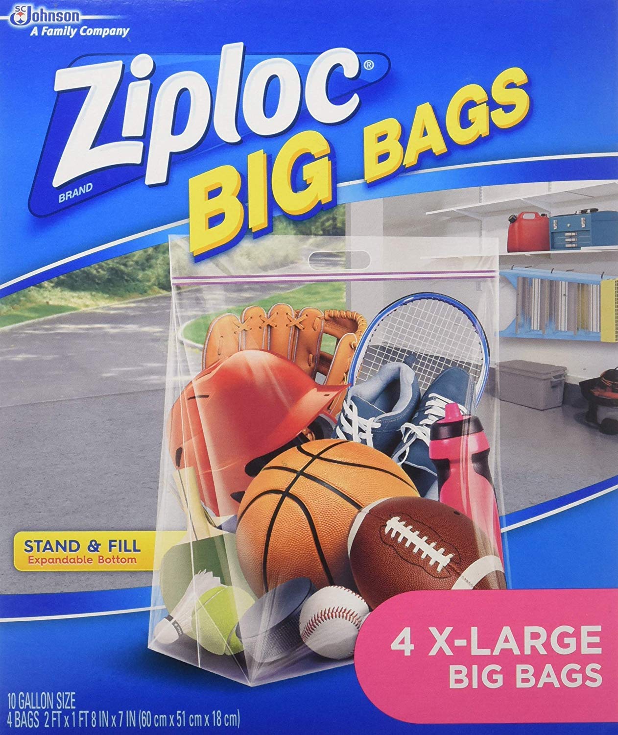 Ziploc Big Bag XL (4 Bags) - Extra Large Storage Bags for Food, Clothes & Travel - Airtight, Durable & Reusable - Perfect for Freezing, Organizing & Packing