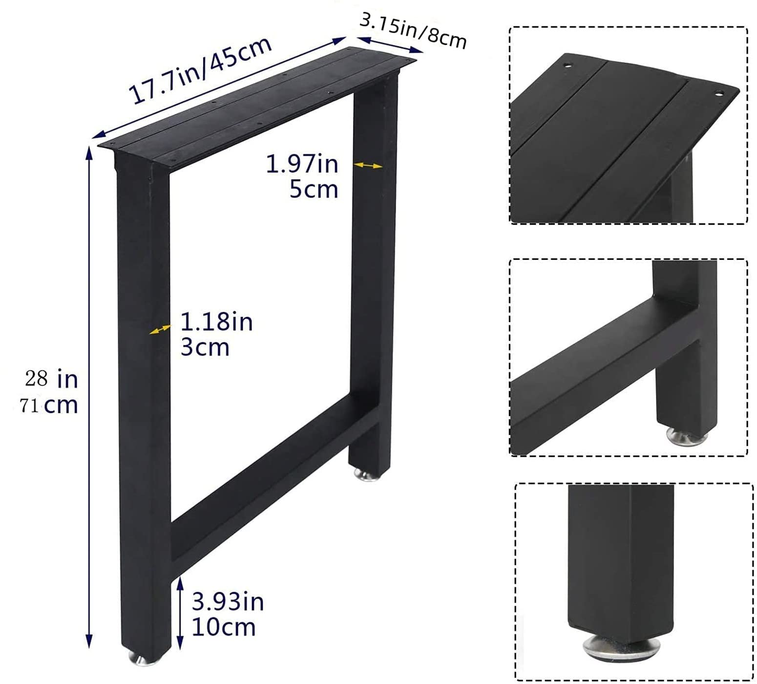 Heavy Duty Metal Black Table Legs 28