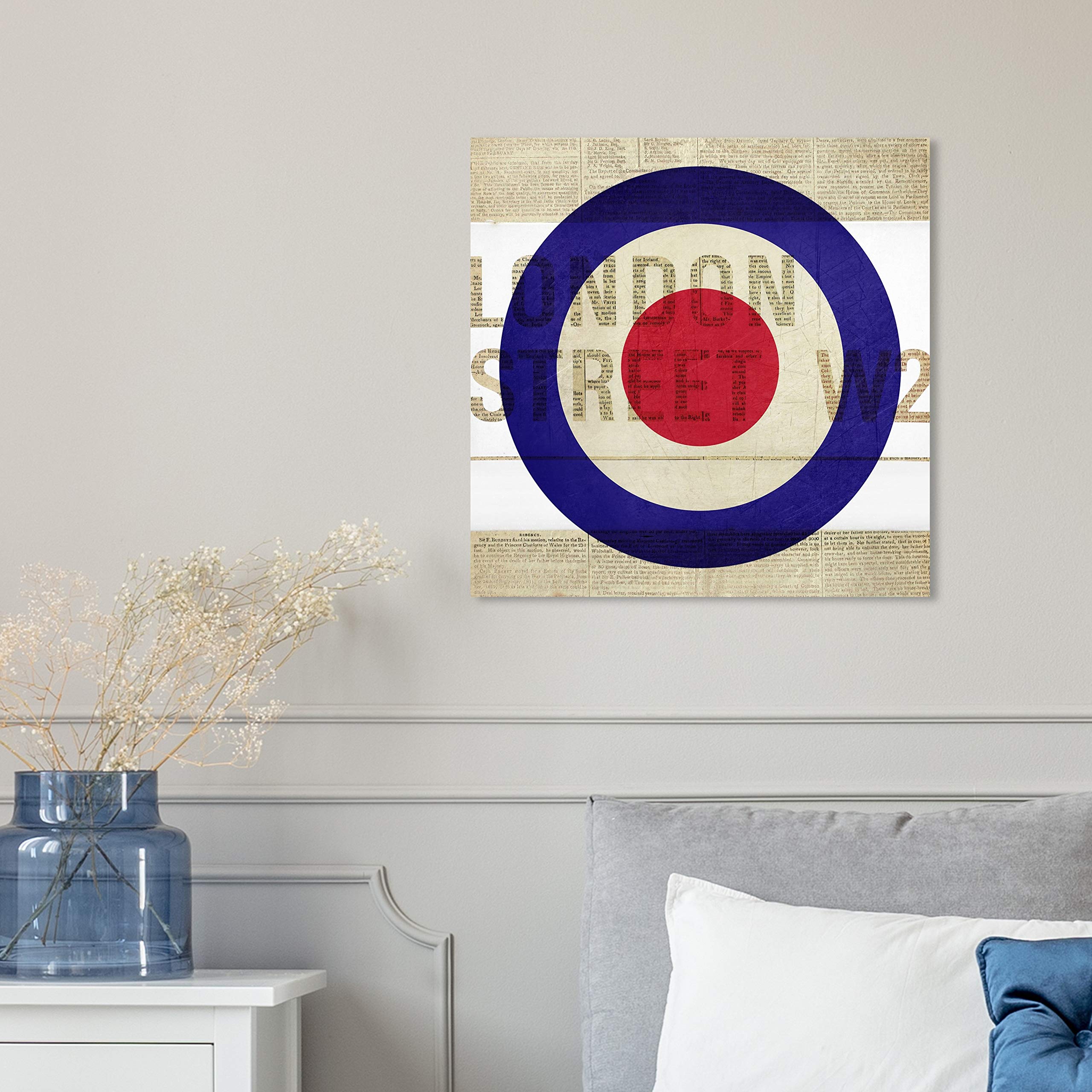 Oliver Gal Artist Co. London Street Typography Wall Art Canvas Print - 16x16 Inch Home Decor in Red & Blue - Perfect for Living Room, Bedroom & Office Decor
