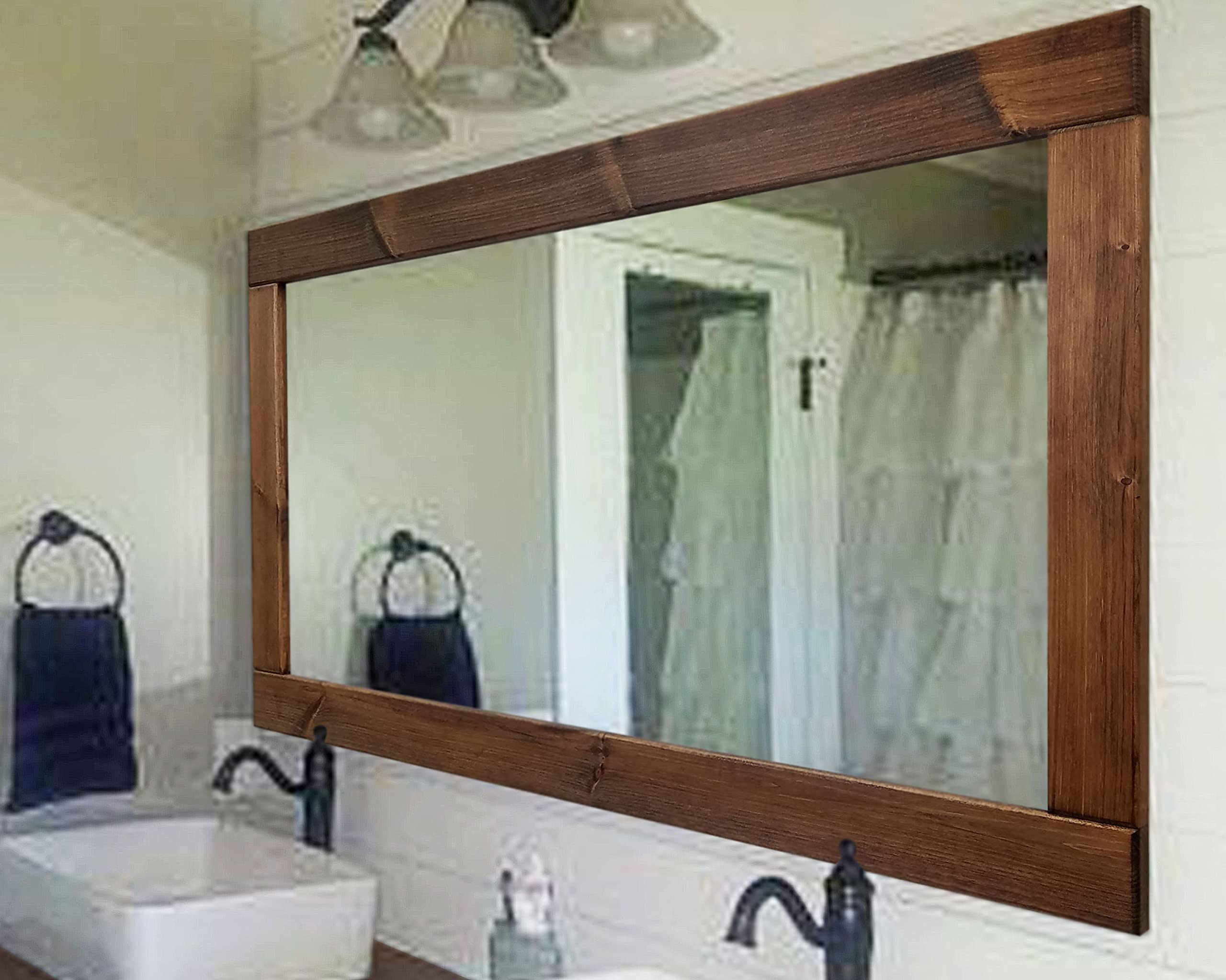 Handmade Rustic Wood Framed Mirror - Natural Reclaimed Wood, 20 Stain Colors (Special Walnut Shown) - Large Vanity Mirror for Bathroom, Bedroom & Farmhouse Decor - USA Made Home Decoration Wall Mirror