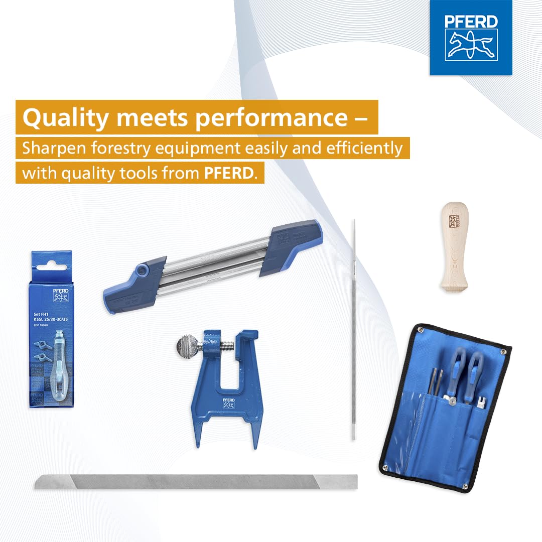 PFERD 17304 Professional Chainsaw Sharpener Kit - 7/32 Inch File with Built-in Depth Gauge | Ergonomic Design for Easy Sharpening | Perfect for Wood Cutting, Tree Trimming & Forestry Work