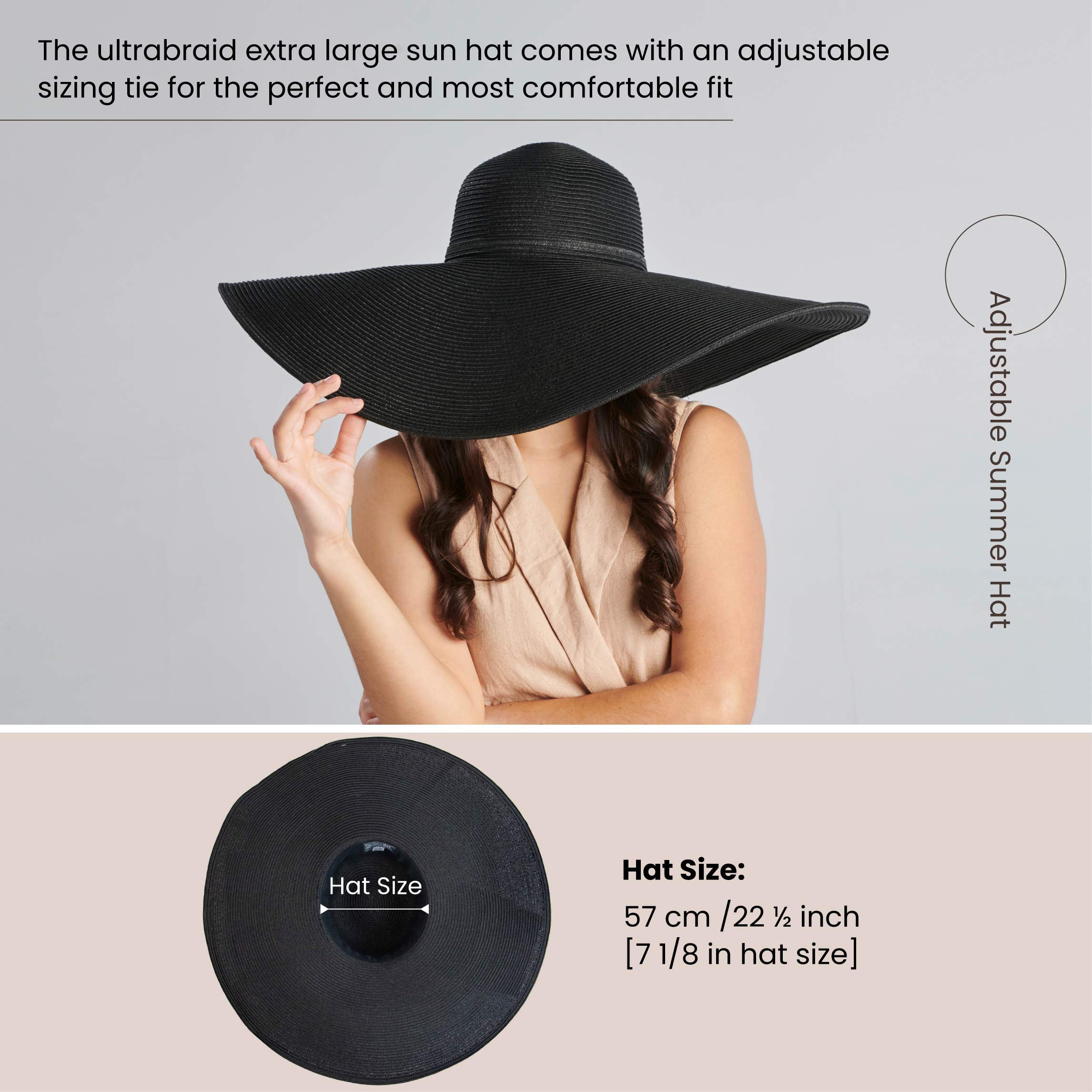 San Diego Hat Company Women's UPF 50+ Ultrabraid Sun Hat - Adjustable Wide Brim Beach Hat for Summer Outdoor Activities, Travel & Gardening