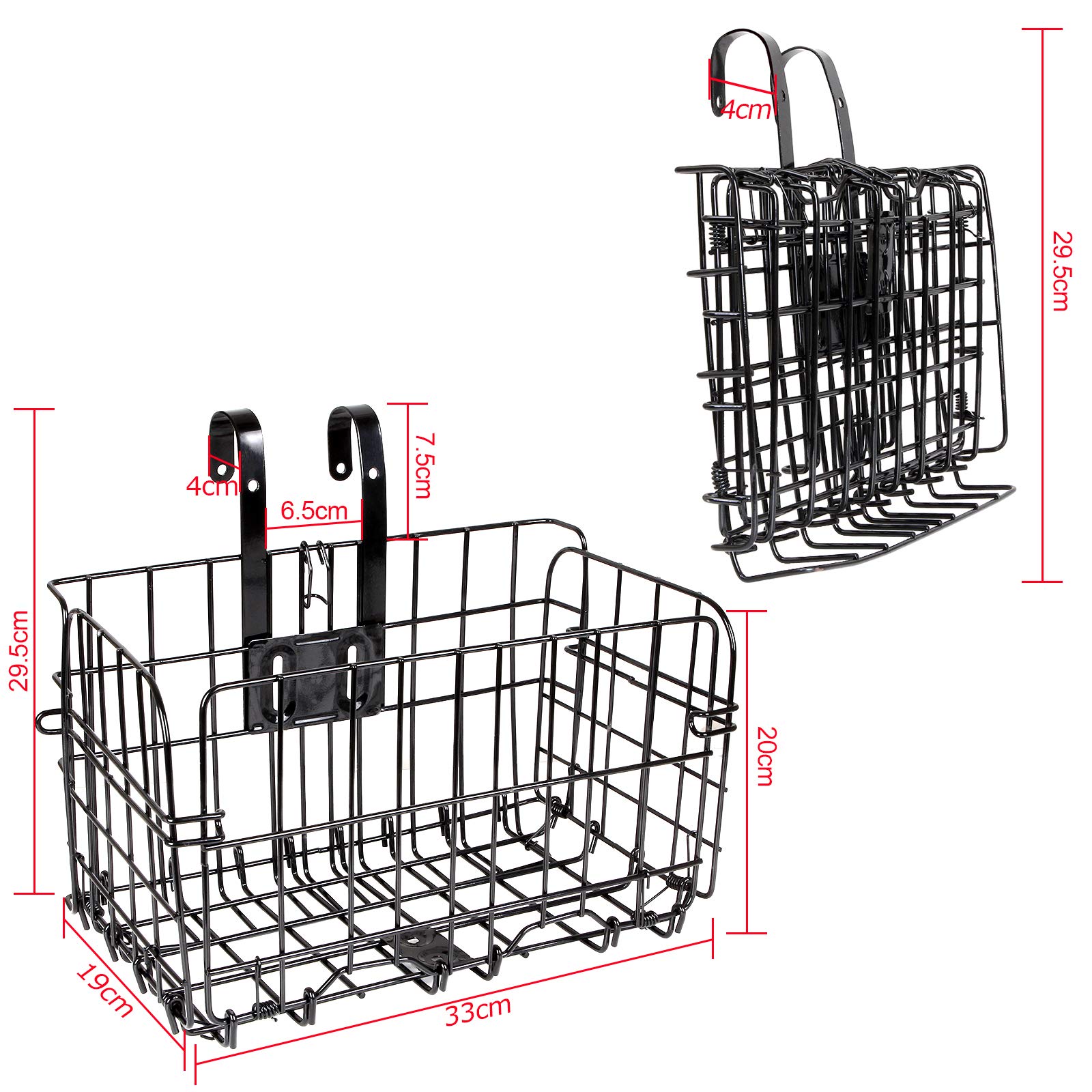 Foldable Detachable Bike Basket - Rustproof Wire Mesh Front & Rear Bicycle Cargo Rack for Mountain/Commuter Bikes - Perfect for Groceries, Picnics & Outdoor Adventures