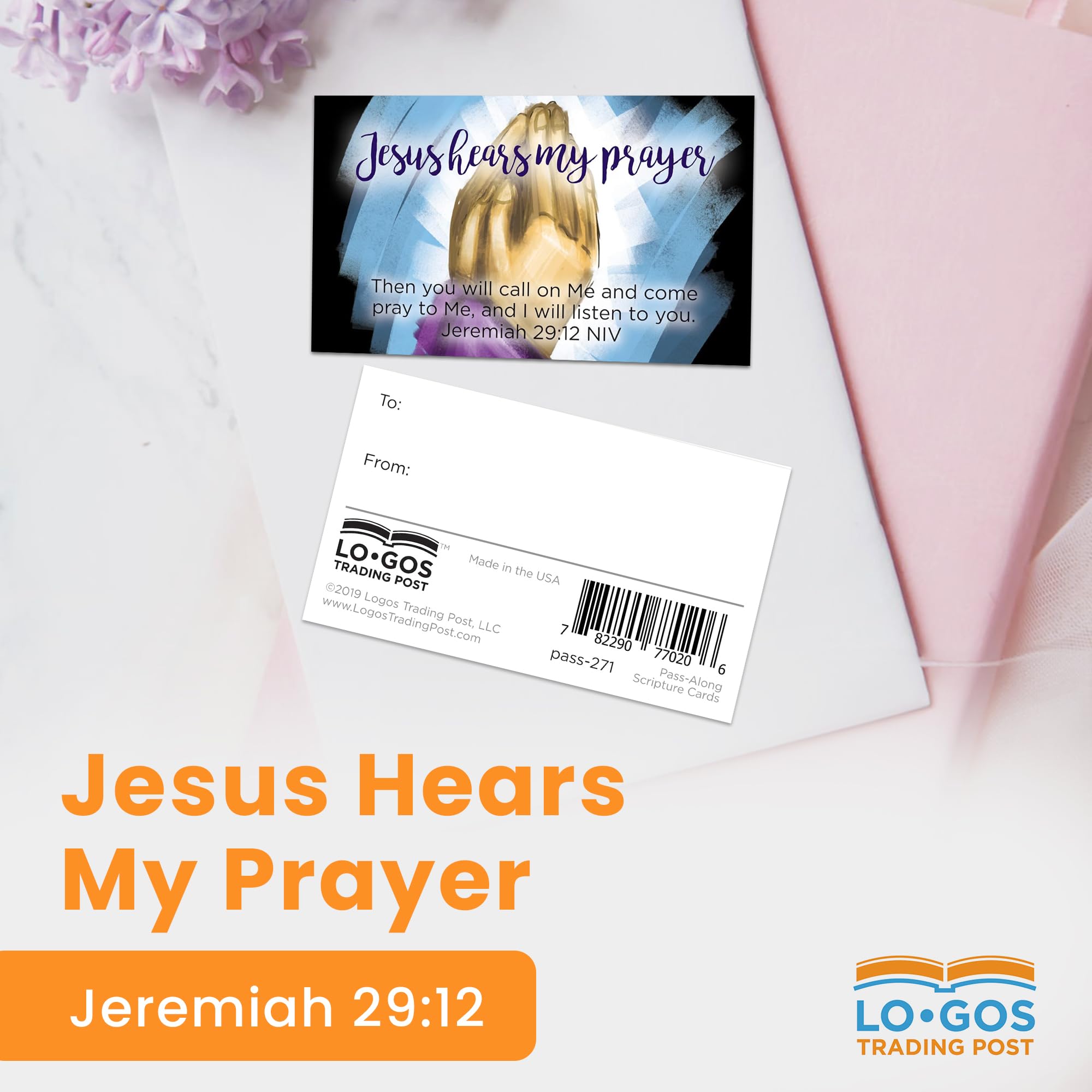 Bulk Pack of 25 Jesus Hears My Prayer Christian Affirmation Cards - Jeremiah 29:12 Bible Memory Verse Cards for Kids, Sunday School & Youth Ministry - Perfect for Children's Church, Bible Study & Faith-Based Gifts