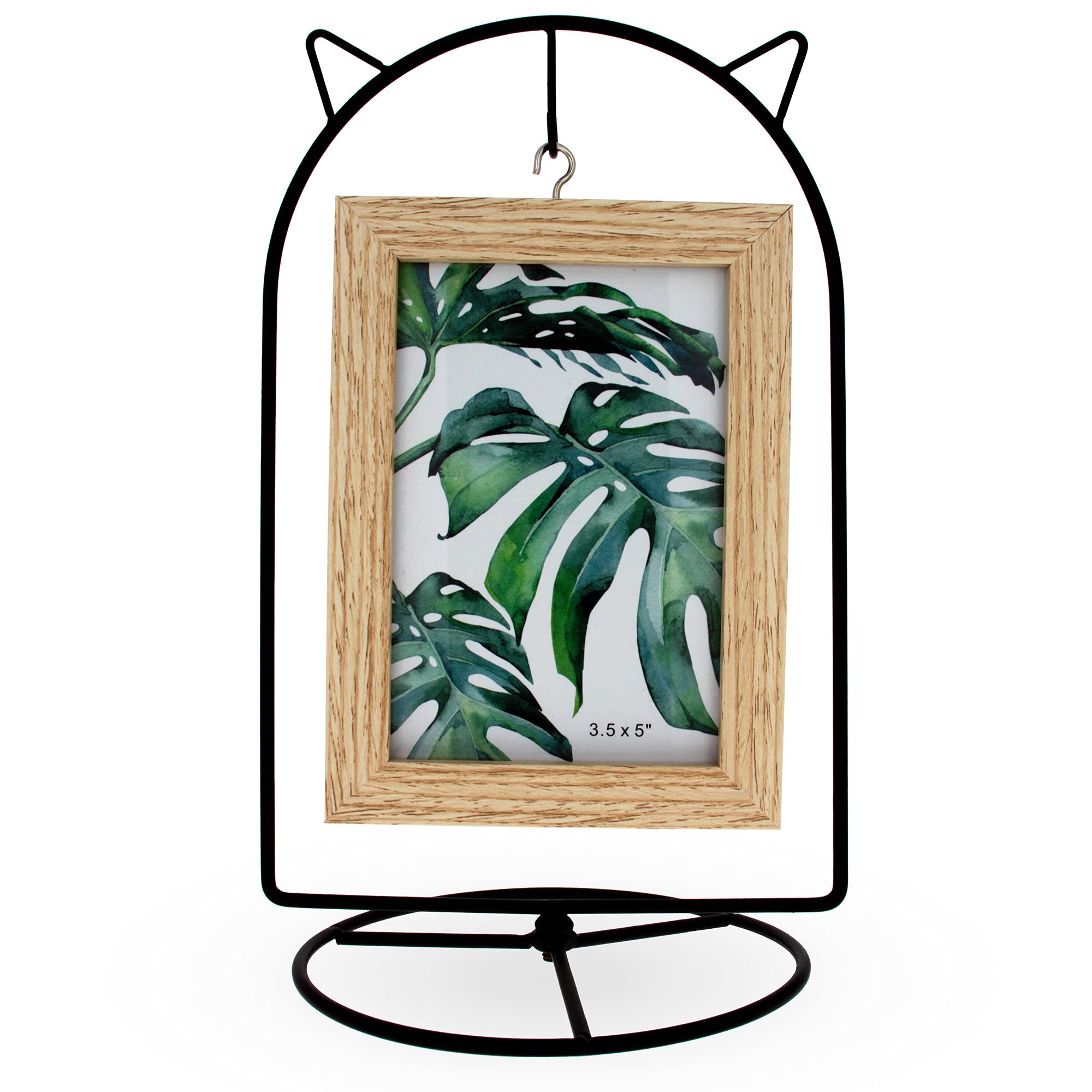 Best Pysanky Black Cat Picture Frame & Ornament Stand - Handmade Wooden Home Decor for Christmas, Halloween, and Year-Round Display