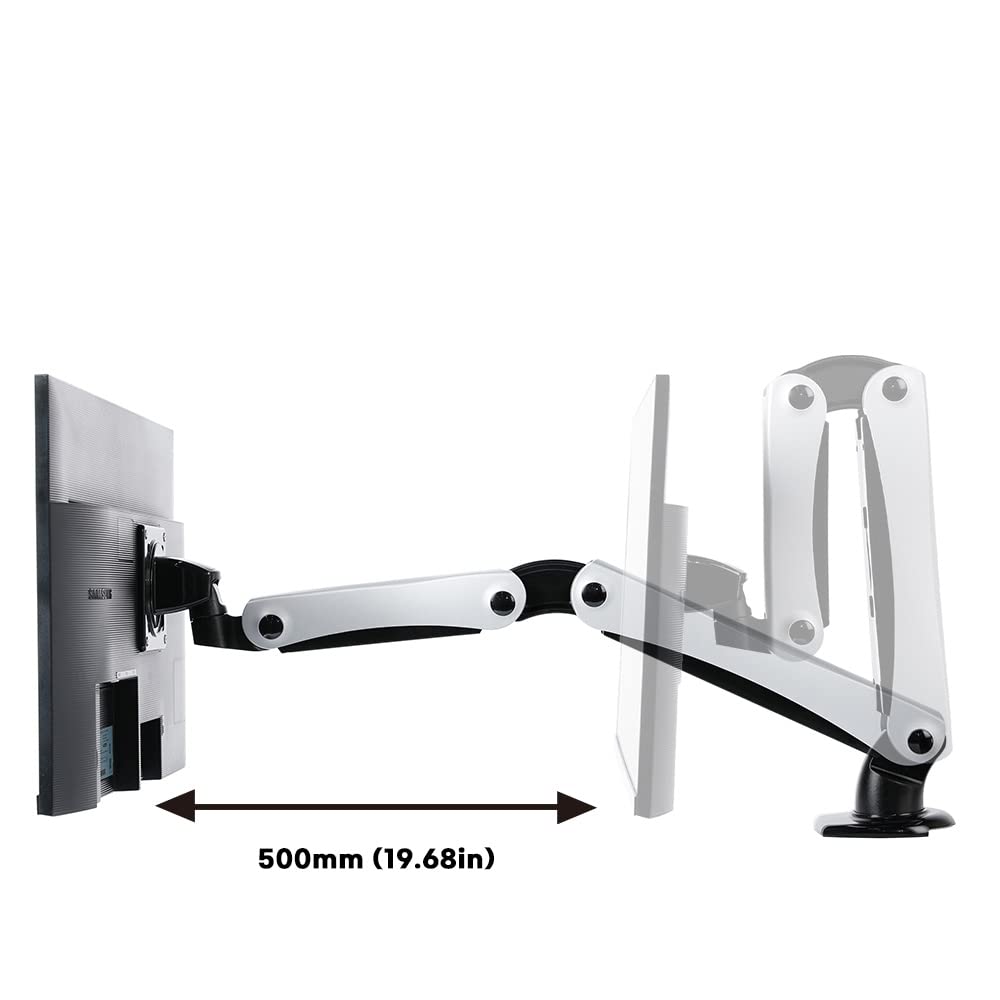 ACELUXE B1 Aluminum Single Monitor Arm Stand with Clamp Base - Holds 34 Inch Screen up to 19.8lbs, 360° Rotation, Height & Angle Adjustable, Ergonomic Design for Home & Office - Gray - Perfect for Workstations, Gaming Setups & Multi-Monitor Configurations