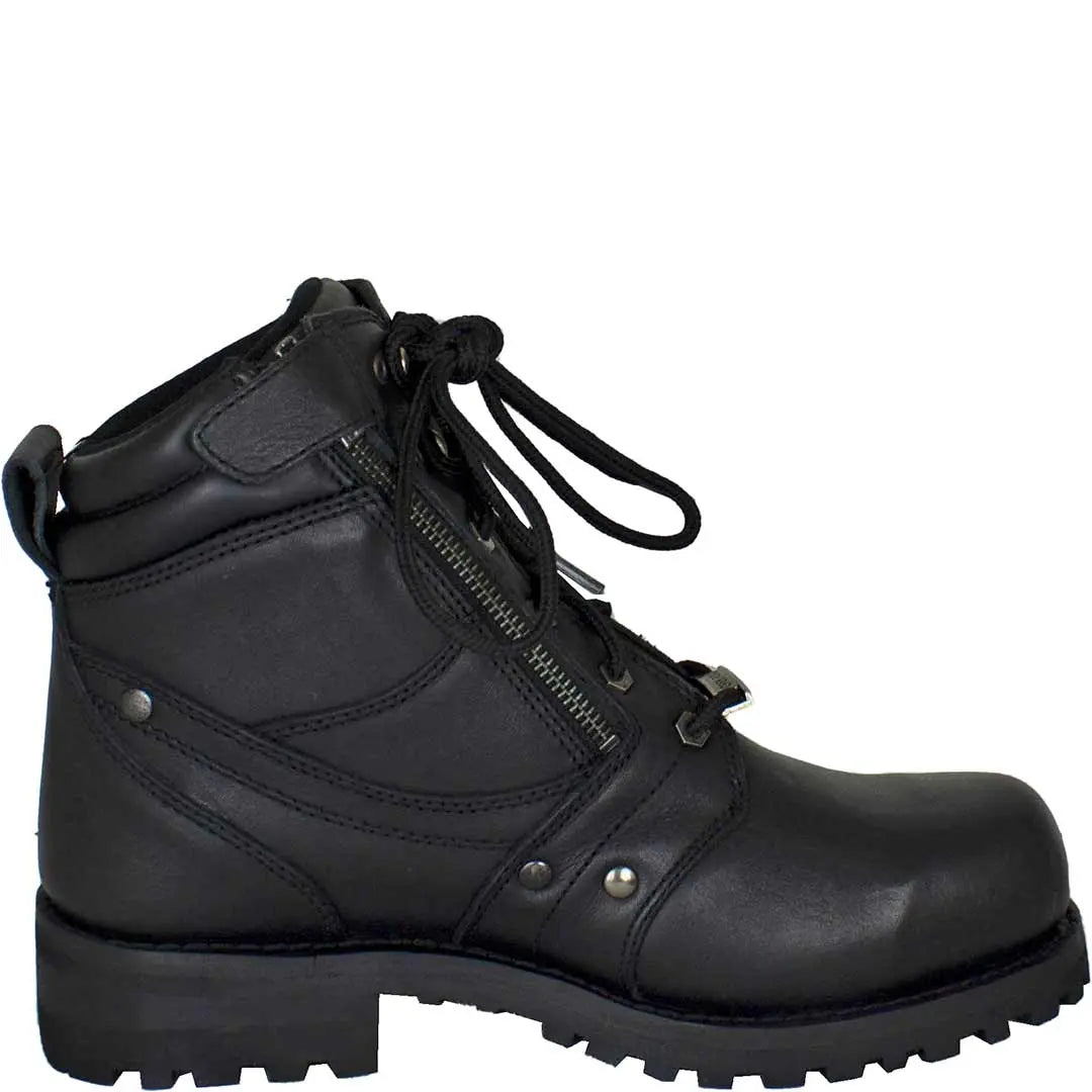 Open Road Men's 7 Lace Up Motorcycle Boots - Durable Leather Biker Boots for Riding & Outdoor Adventures - Perfect for Motorcycle Enthusiasts & Casual Wear