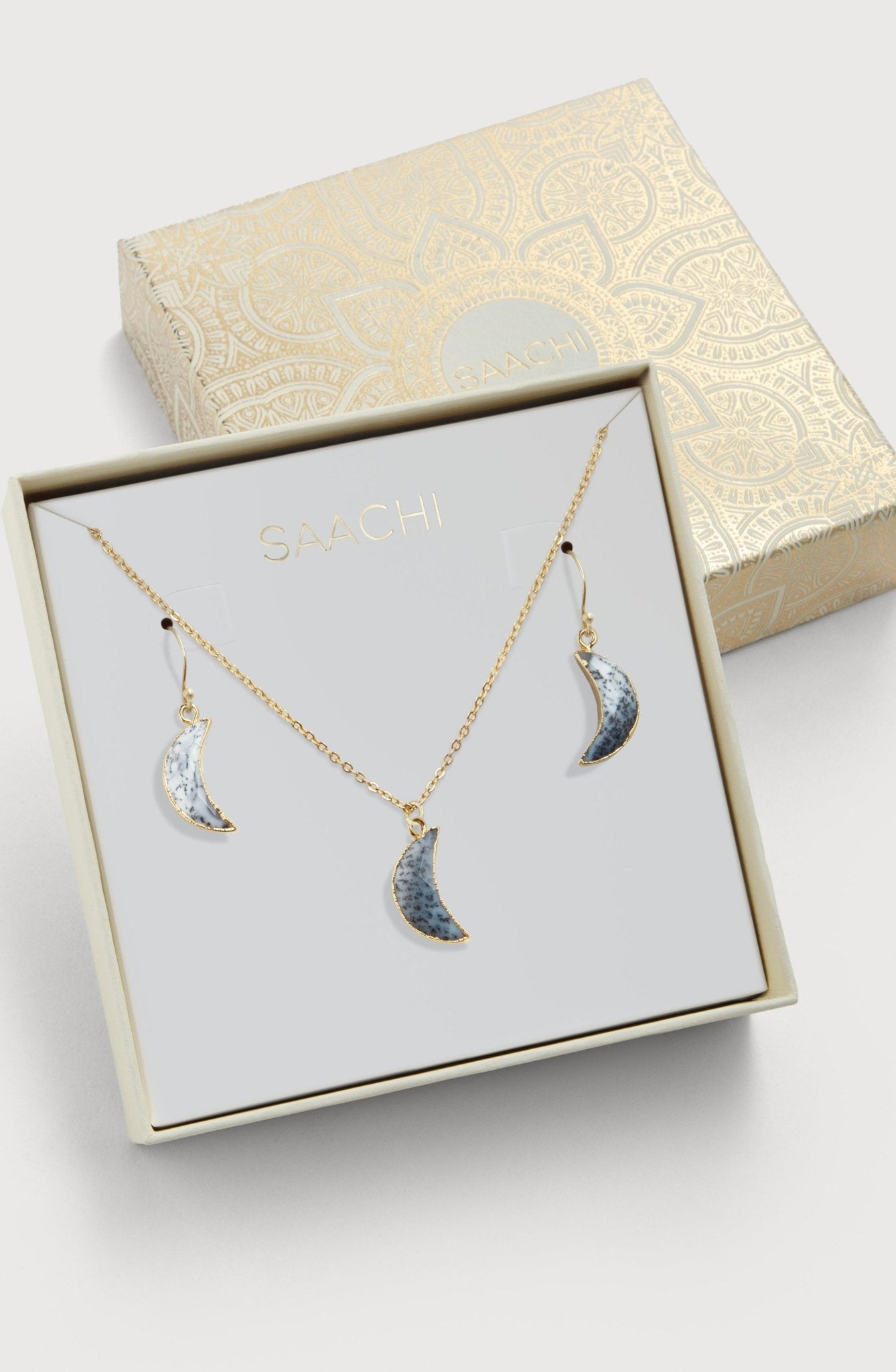 Moon Gemstone Mini Earring and Necklace Set - Sterling Silver Dainty Jewelry for Women | Perfect for Everyday Wear, Date Nights & Special Occasions