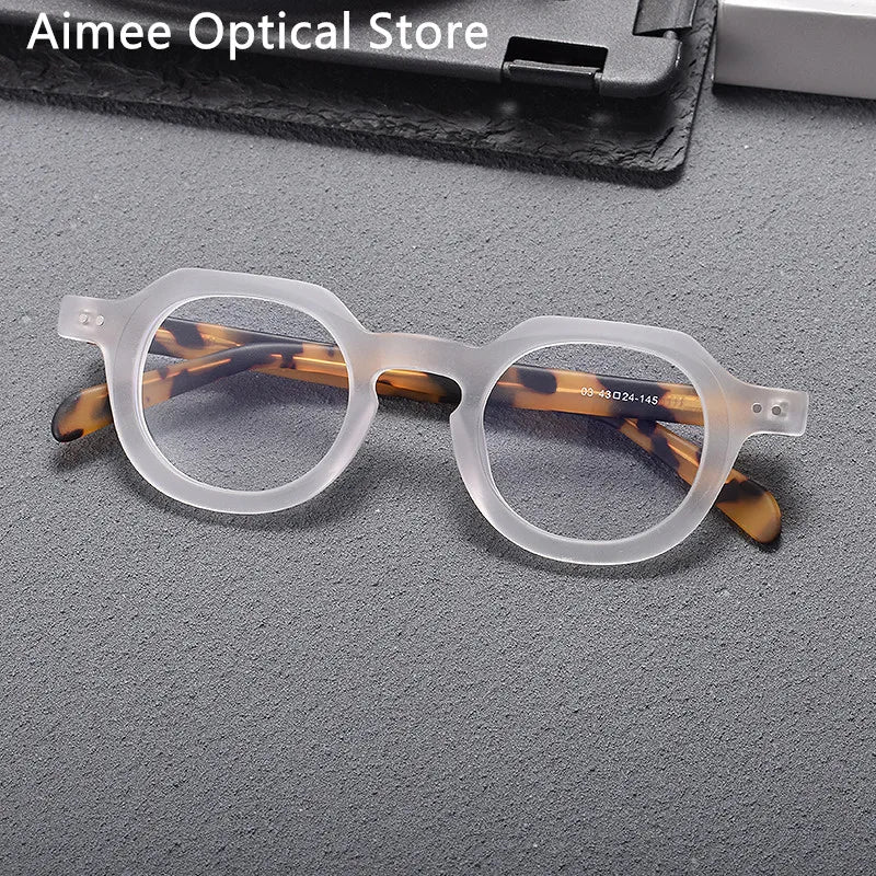 Stylish Aimee Unisex Full Rim Flat Top Oval Acetate Eyeglasses 10472 - Trendy Reading Glasses for Work & Fashion