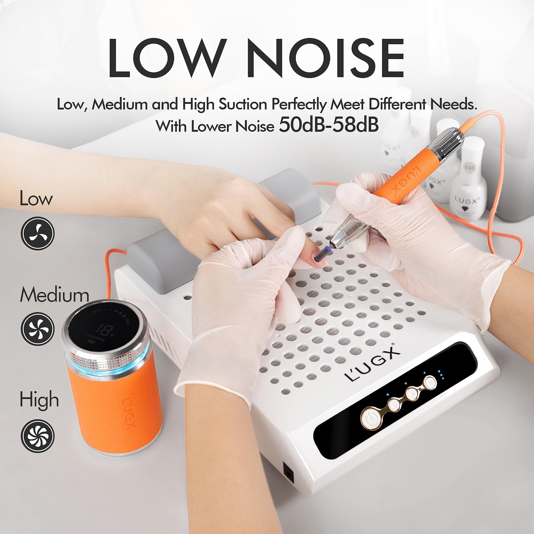Professional Rechargeable Nail Dust Collector with UV/LED Nail Lamp - Portable Manicure Tool for Home & Salon Nail Art, Gel Polish Curing & Dust-Free Nail Care