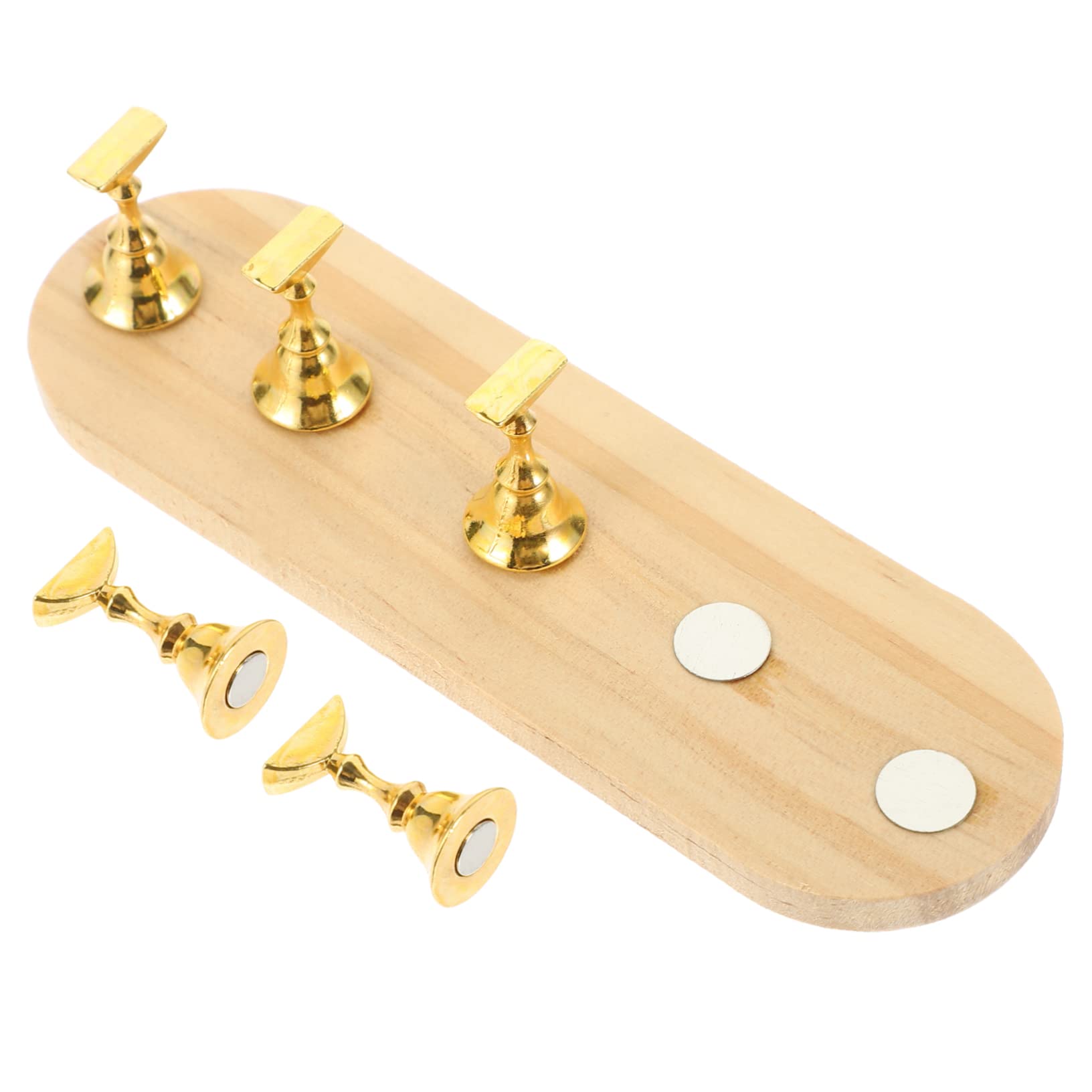 Lurrose Magnetic Nail Display Stand - Alloy & Wood Nail Tip Holder for Press On Nails, Nail Practice & Painting - Perfect for Salon, Home Manicure & Nail Art Training