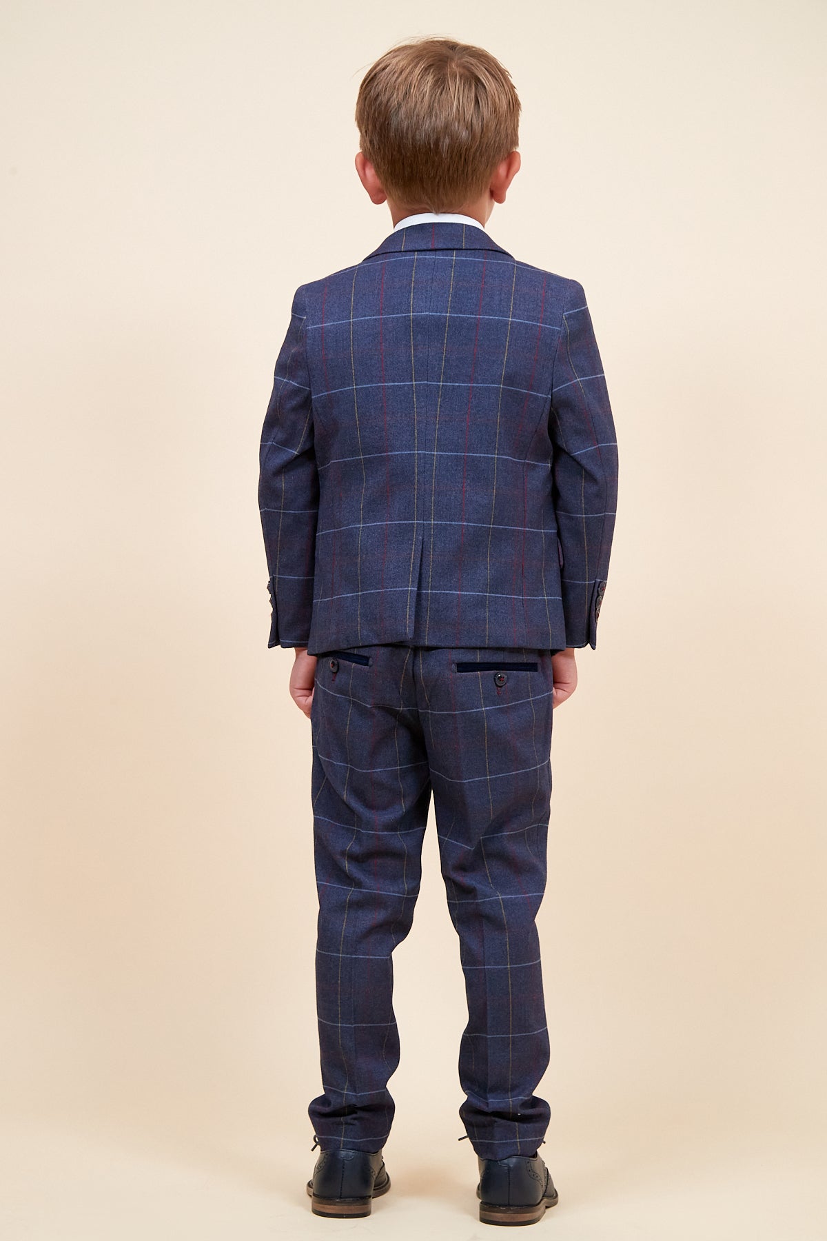 Drake Kids Navy Check 3-Piece Suit for Boys - Formal Occasions, Weddings & School Events