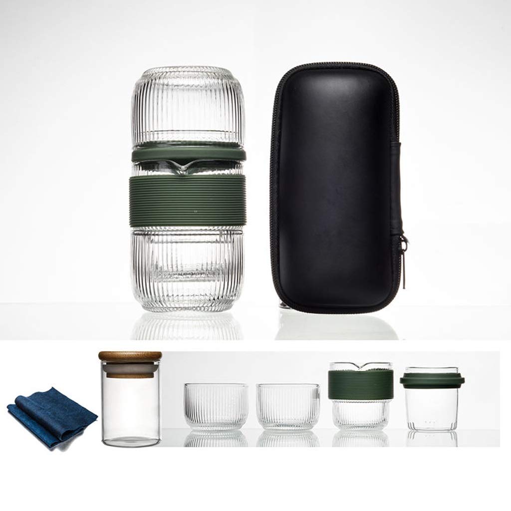 Premium Travel Tea Set - Portable Gaiwan Teapot with Glass Teacups & Fair Mug - Chinese Tea Ceremony Accessories for Home, Office & Outdoor Adventures