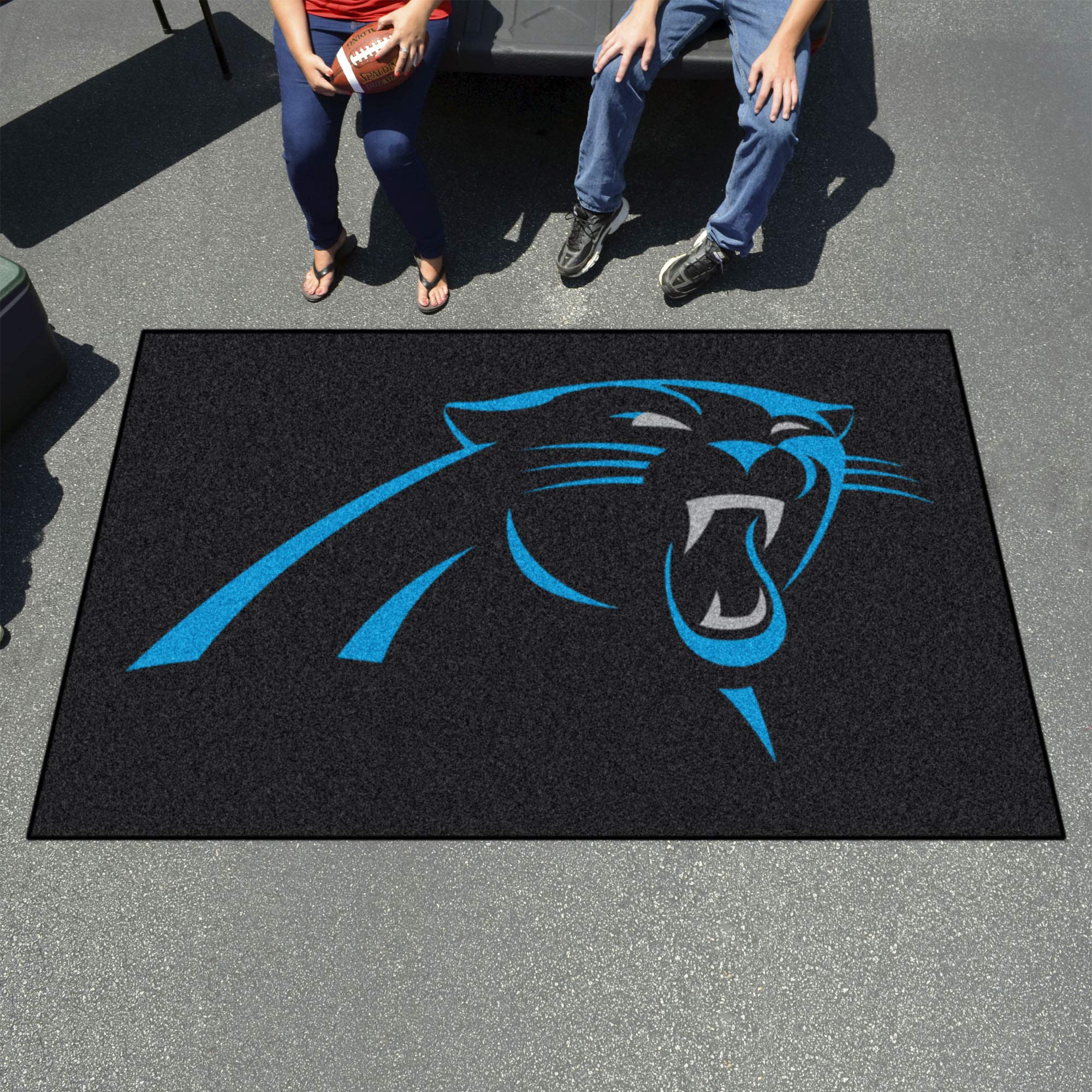 FANMATS 28726 Carolina Panthers Ulti-Mat Rug - 5ft x 8ft NFL Team Logo Rug for Sports Fans | Durable Home Decor Rug, Game Room Floor Mat & Tailgating Accessory - Perfect for Living Room, Man Cave & Panthers Game Day Parties