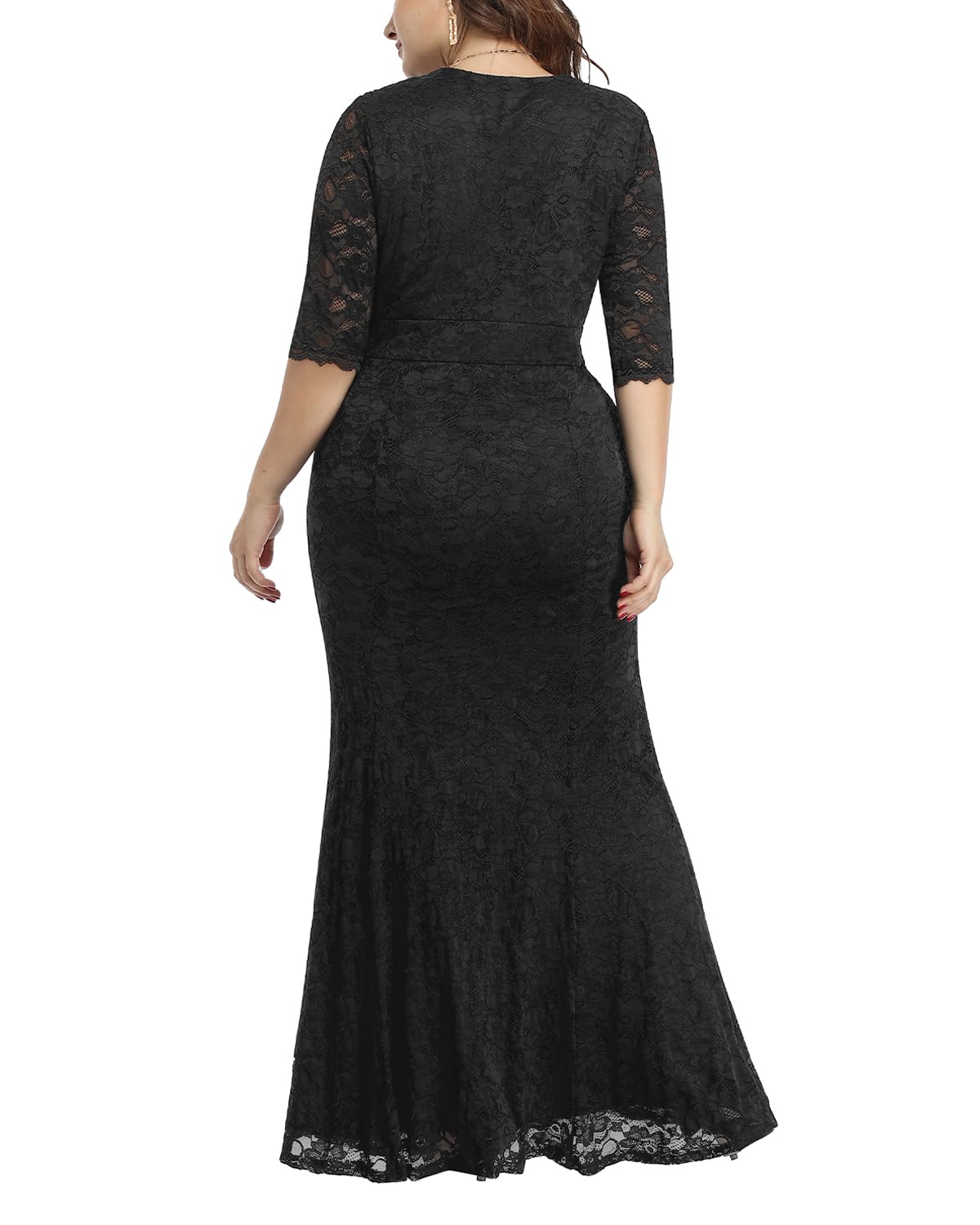 Plus Size Wedding Dresses for Bride - Elegant Mermaid Lace Gown with Wrap Neck for Formal Evening & Bridal Events | Perfect for Beach Weddings, Vow Renewals & Romantic Photoshoots