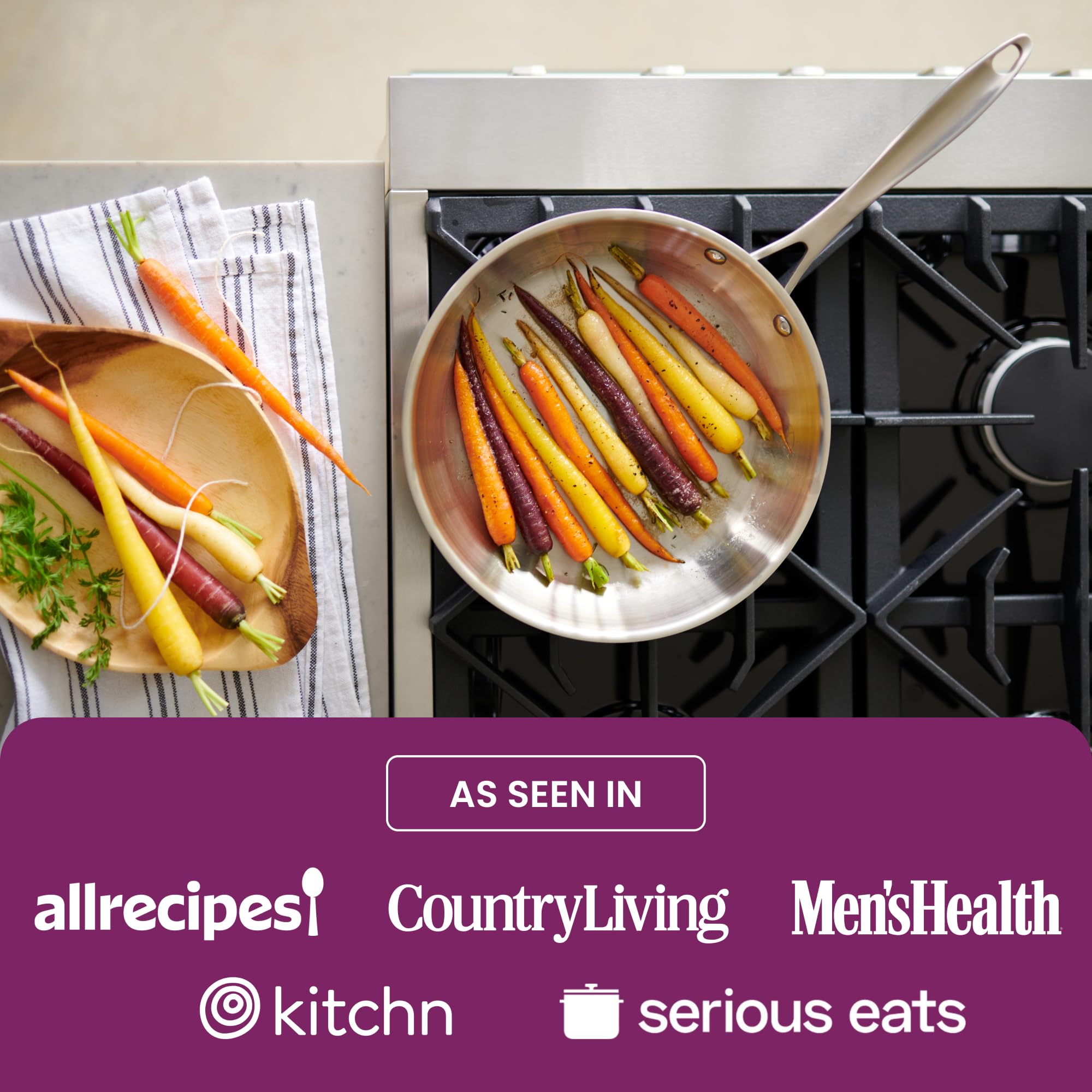 10 Inch Stainless Steel Skillet & Frying Pan - Medium Size American Made Cookware for Searing, Sautéing & Frying - Perfect for Home Kitchen & Professional Chefs