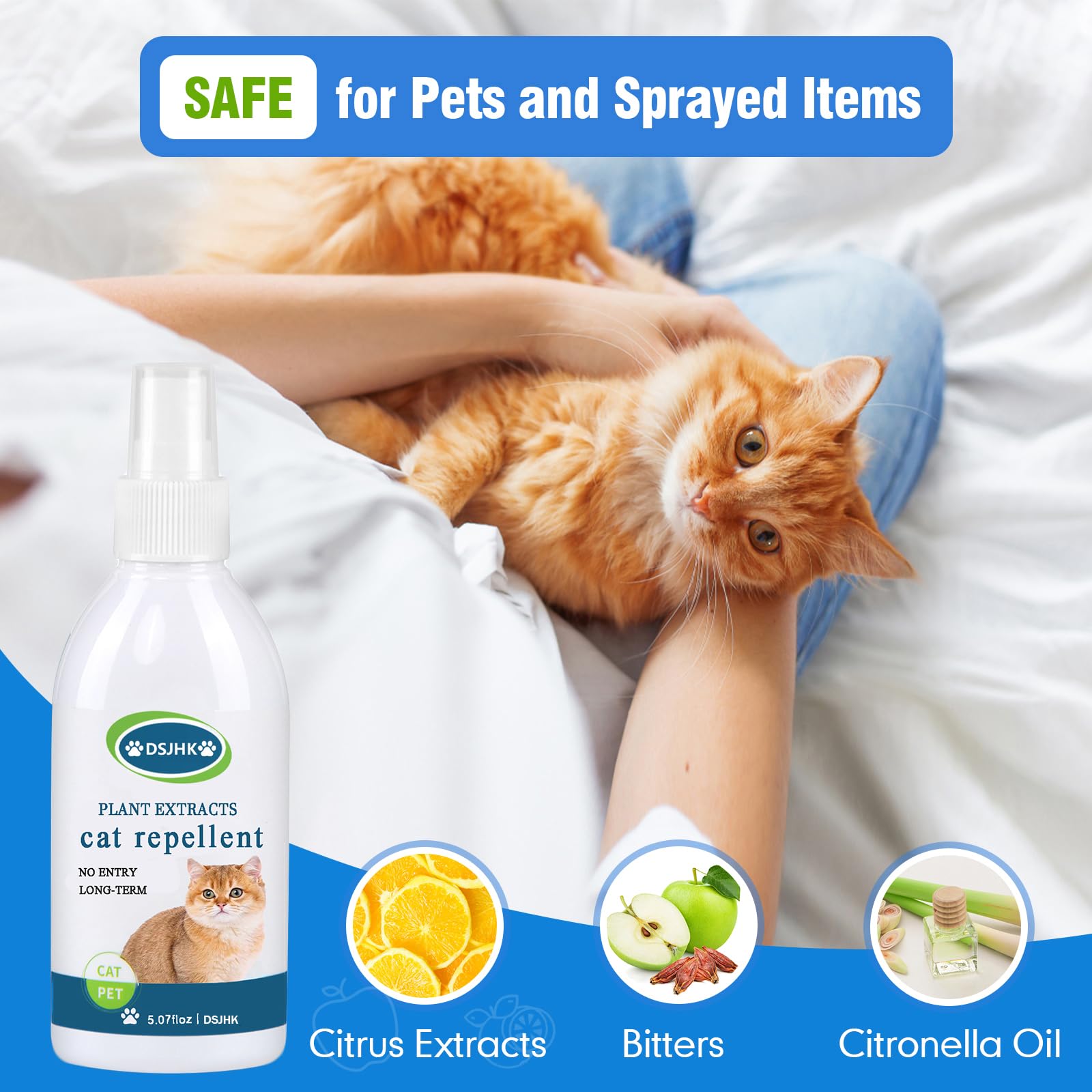 Natural Cat Deterrent Spray for Indoor & Outdoor Use - Safe Kitten Repellent to Stop Scratching Furniture, Sofas, Rugs & Curtains | Training Aid for Cats | Protect Your Home Decor & Create Pet-Friendly Spaces