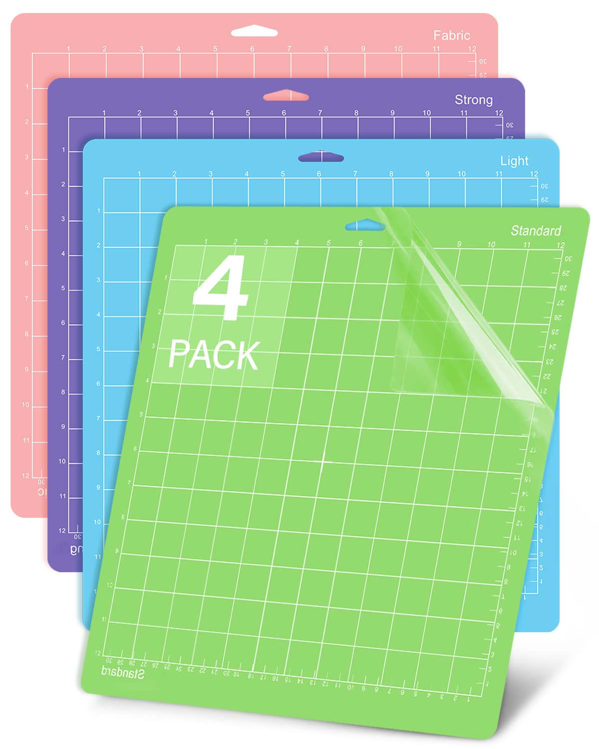 Premium 4-Pack 12x12 Self-Healing Cutting Mats for Cricut Maker 3, Maker, Explore 3, Air 2, Air & One - Multi-Color VarietyGrip Replacement Mats (Green/Blue/Purple/Pink) - Perfect for Vinyl Cutting, Paper Crafts & DIY Projects