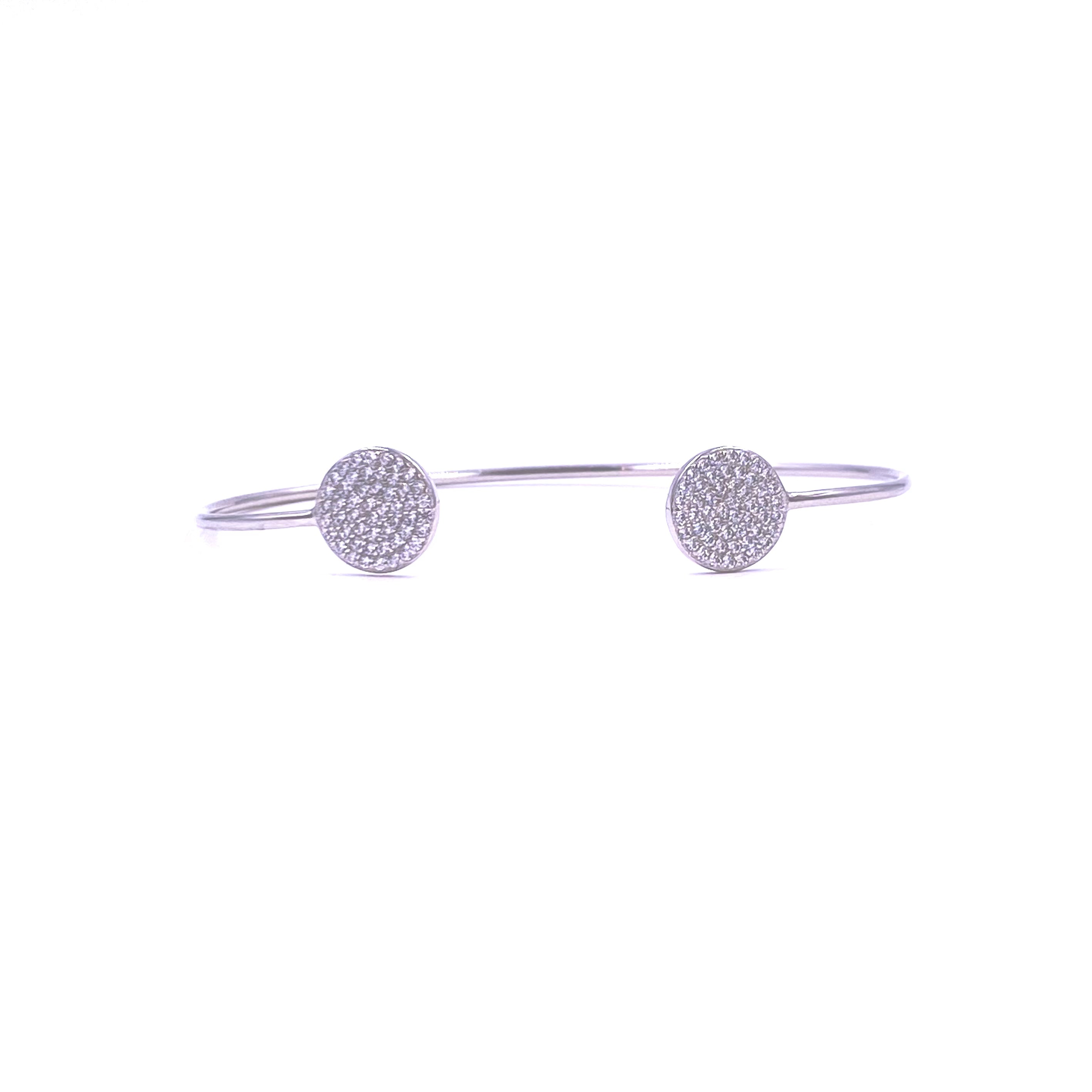 Ashley Gold Sterling Silver Bangle Bracelet with Cubic Zirconia Disc - Elegant Jewelry for Women, Perfect for Parties, Weddings & Everyday Wear