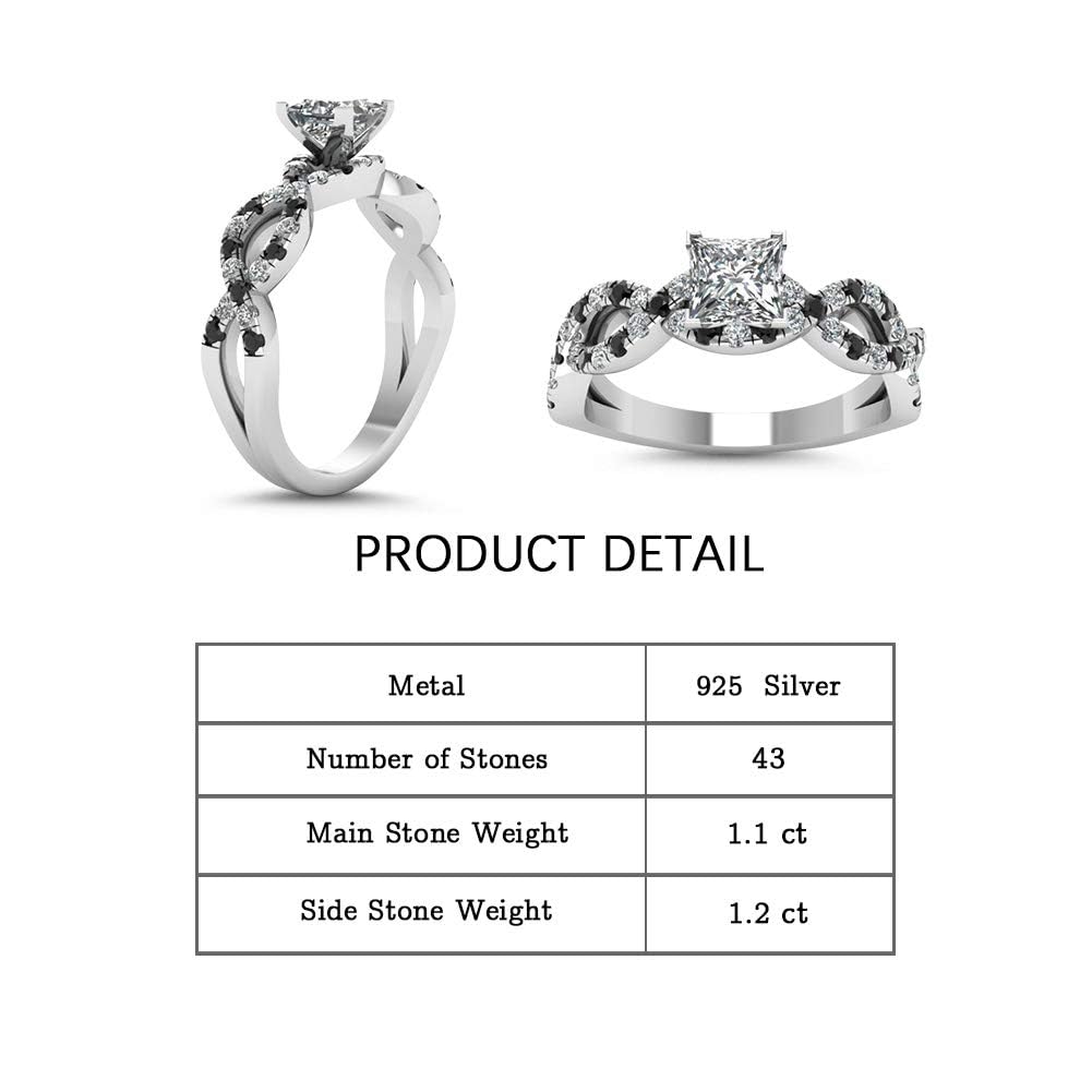 Jeulia 2.5 Carat Princess Cut Wedding Ring Set for Women - 925 Sterling Silver Twisted Eternity Band with Birthstone - Engagement, Promise & Anniversary Jewelry Gift Set (Perfect for Proposals, Weddings & Special Occasions)