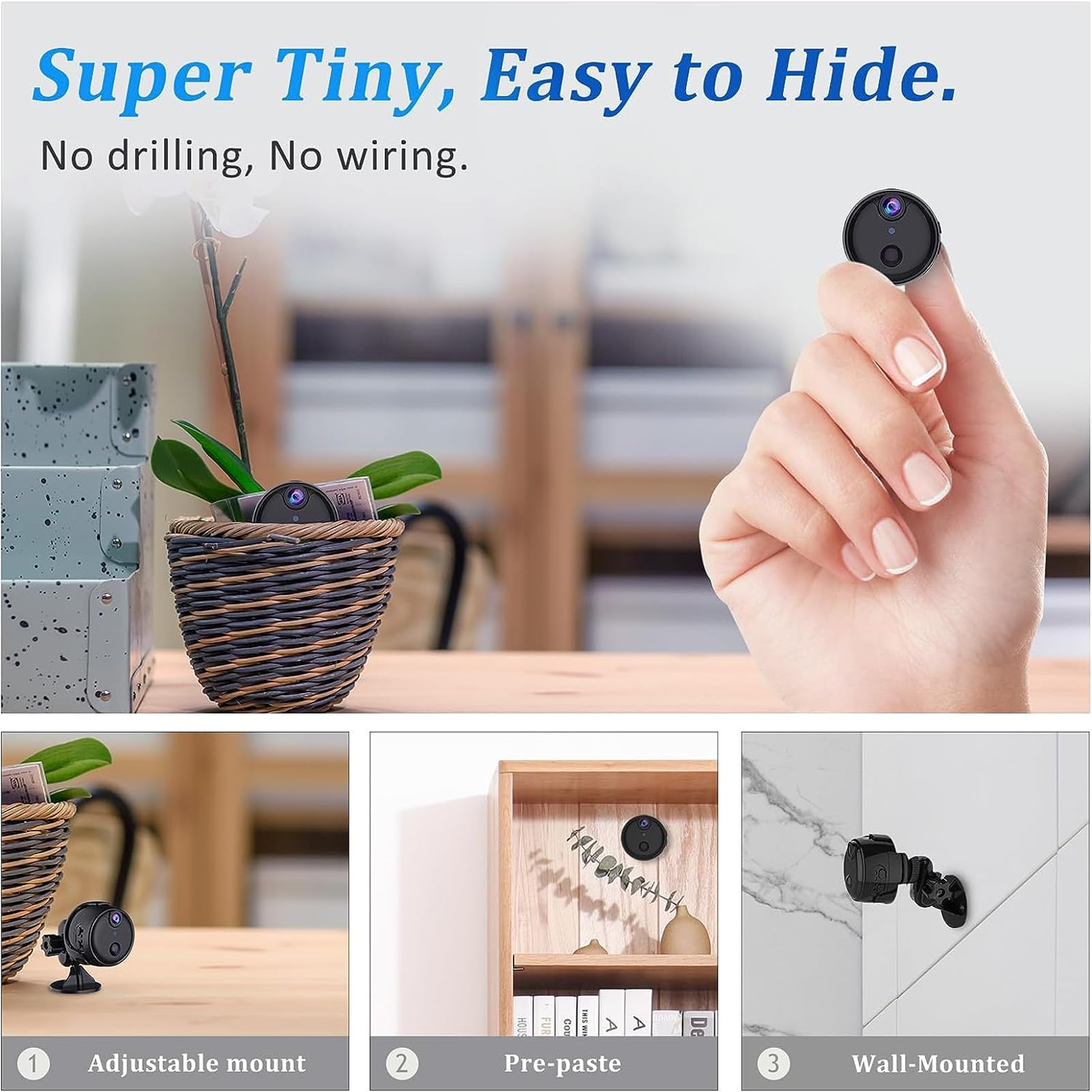 Mini WiFi Camera 1080P HD - Wireless Security Camera with Motion Detection & Night Vision, Compact 1.8 Inch Design for Home & Office Surveillance, Long Battery Life, Smart Alerts - Perfect for Indoor Monitoring, Baby/Pet Watching, and Property Protection