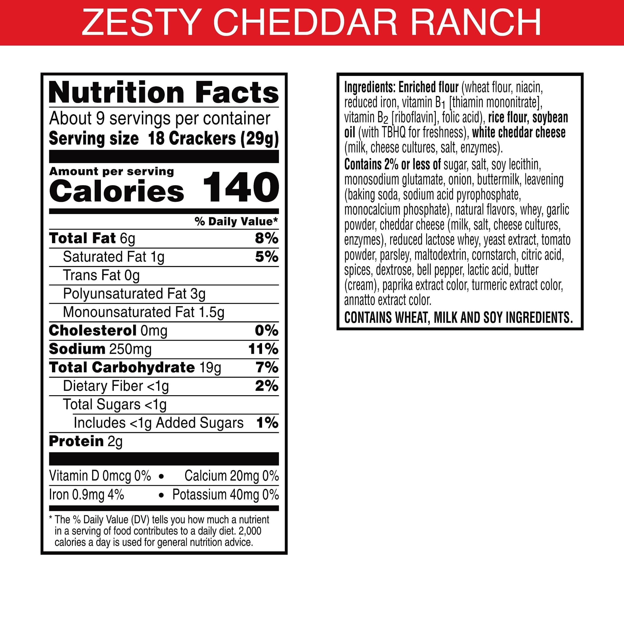 Cheez-It Grooves Cheese Crackers - Crunchy Zesty Cheddar Ranch Flavored Snacks - 9oz Box (Pack of 1) - Perfect for Lunch Boxes, Office Snacks & Party Platters