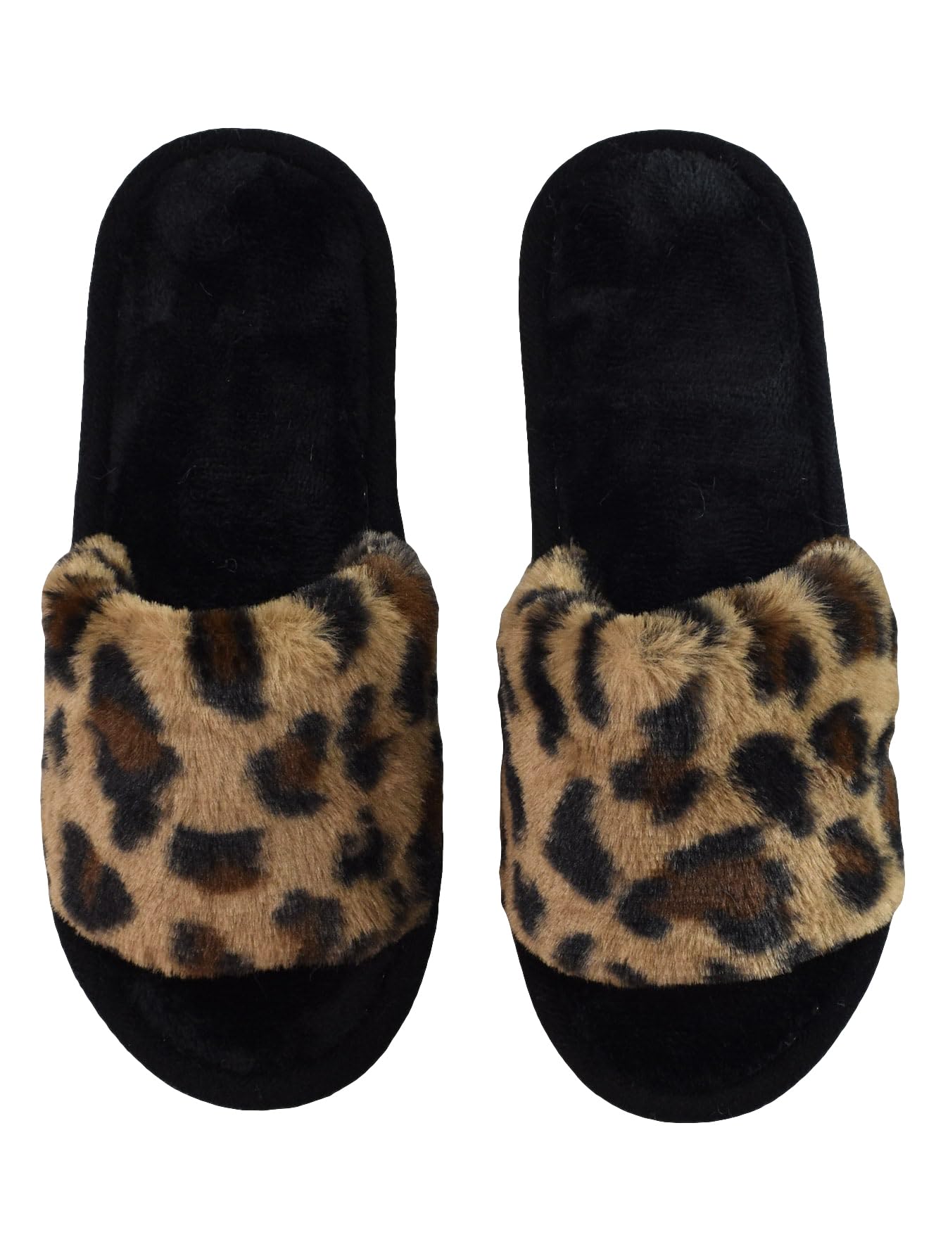 OYOANGLE Women's Fuzzy Open Toe Slippers - Soft Indoor/Outdoor Slide Sandals for Home, Spa & Lounge - Comfortable House Shoes (Brown, Size CN40-41) - Perfect for Relaxing, Yoga & Cozy Evenings