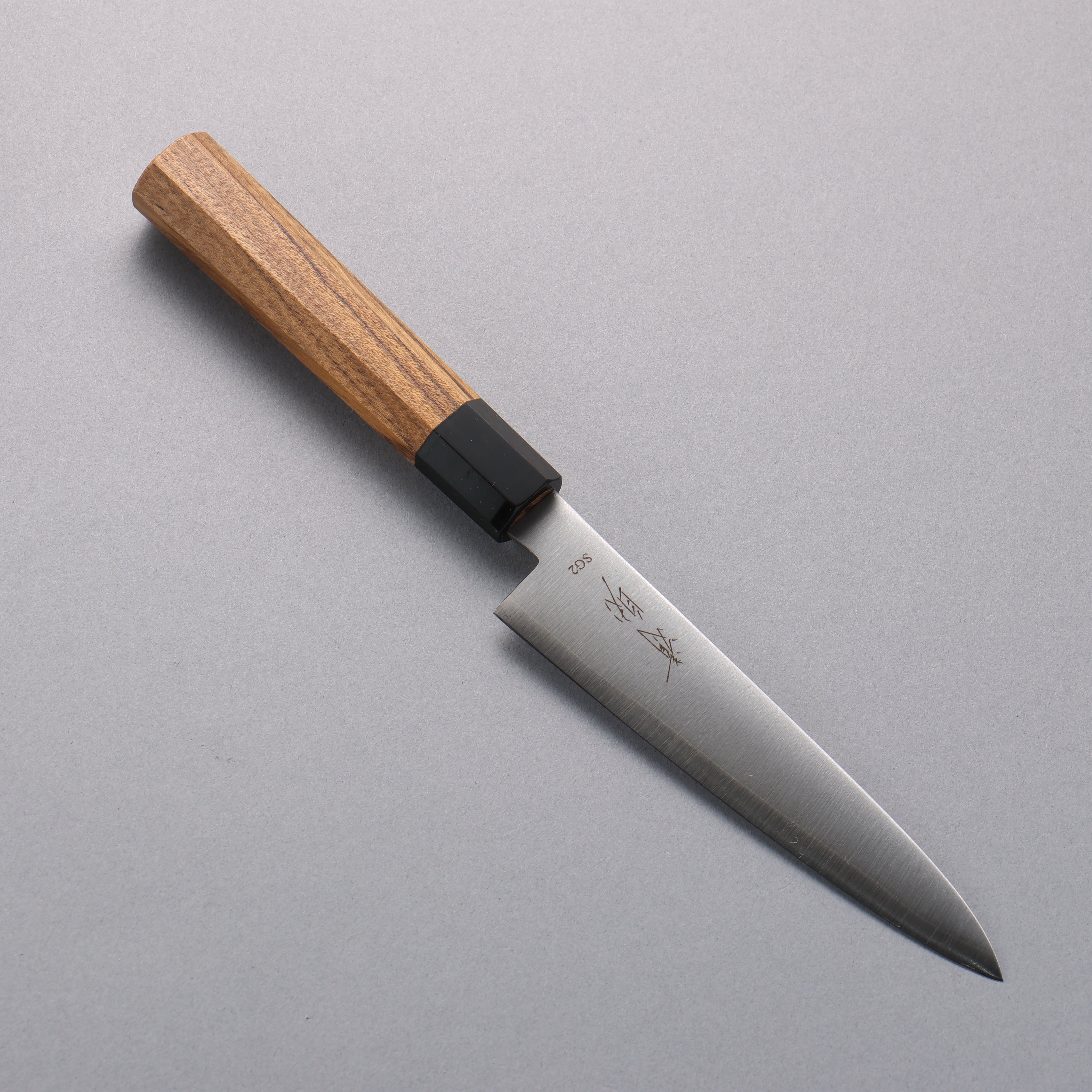 Premium SG2 Steel Petty Utility Knife 135mm - Japanese Teak Handle with Black Water Buffalo Horn Ferrule - Perfect for Slicing, Peeling & Precision Kitchen Tasks