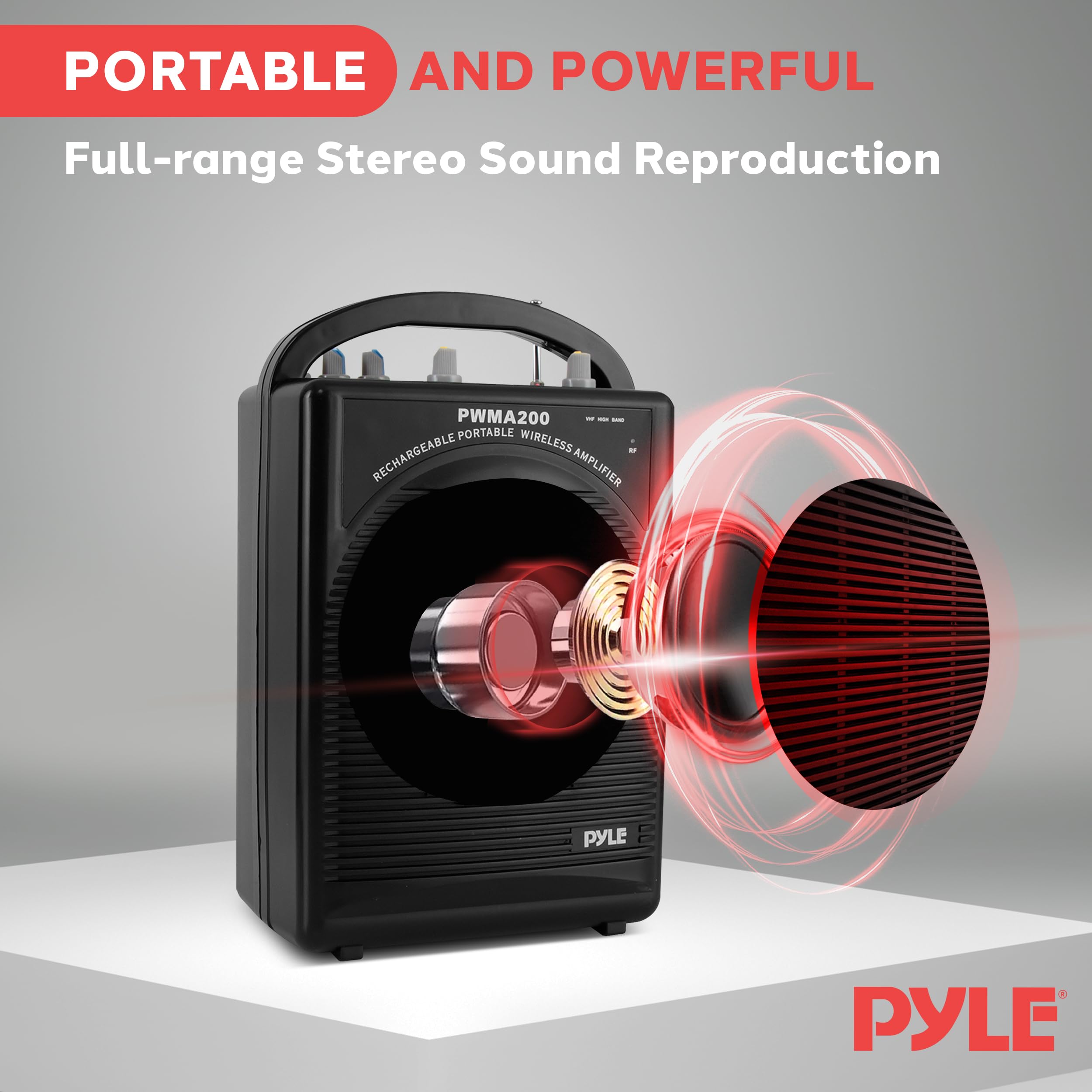Pyle Portable PA Speaker System with Microphone - Wireless Bluetooth, FM Radio, Rechargeable Battery, AUX Input - Includes Headset, Lavalier & Beltpack Mics (Black) - Perfect for Outdoor Events, Parties & Public Speaking