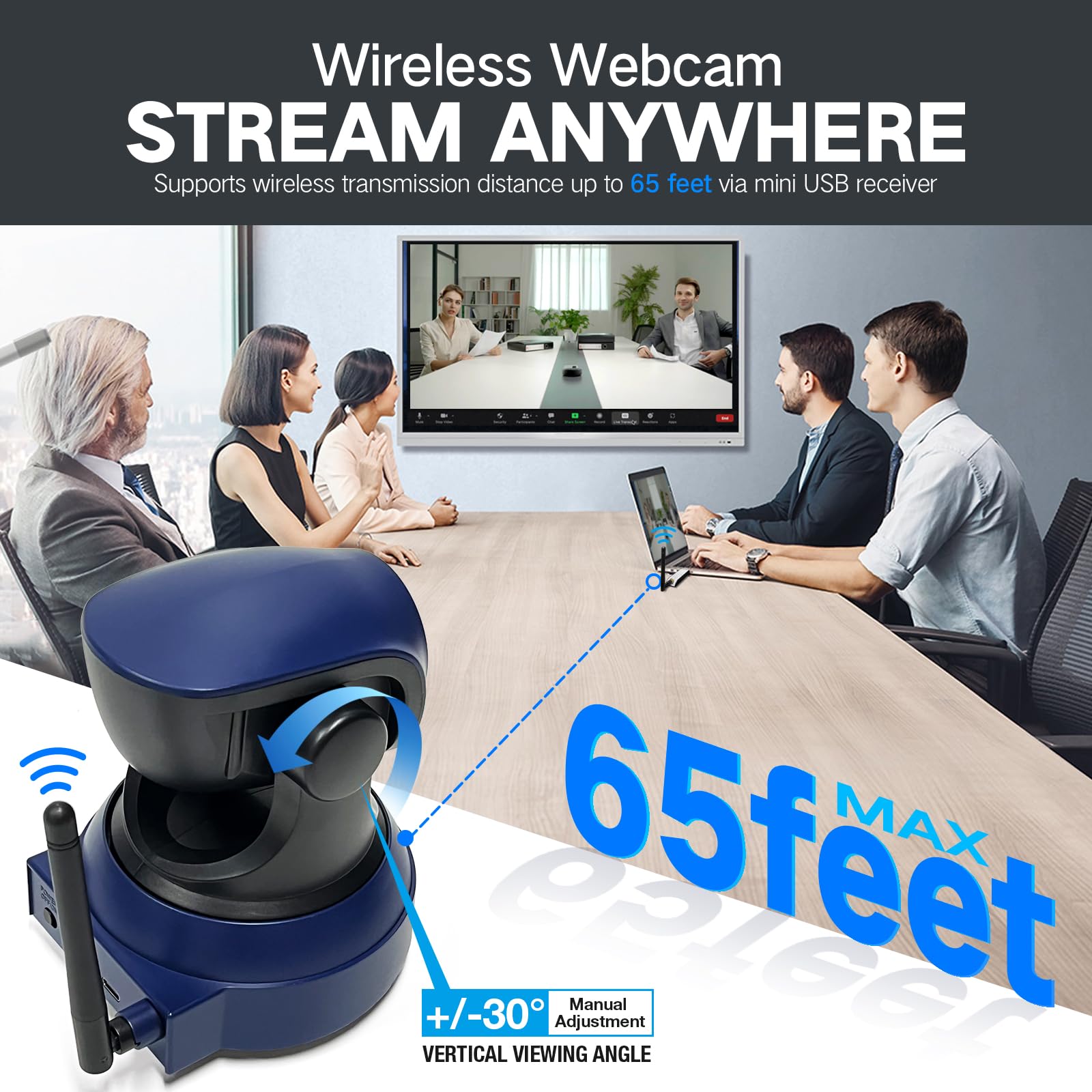 1080P HD Wireless Webcam with Mini Tripod - USB Plug & Play Streaming Camera for Zoom, Skype, OBS - Adjustable Angle Computer Webcam for PC, Mac, Laptop, MacBook - Perfect for Video Conferencing, Live Streaming & Online Classes
