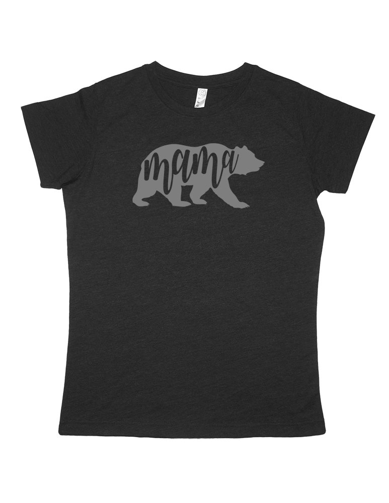 Women's Mama Bear Shirt - Comfortable Heather Black T-Shirt for Moms - Perfect for Casual Wear, Mother's Day Gifts & Family Outings