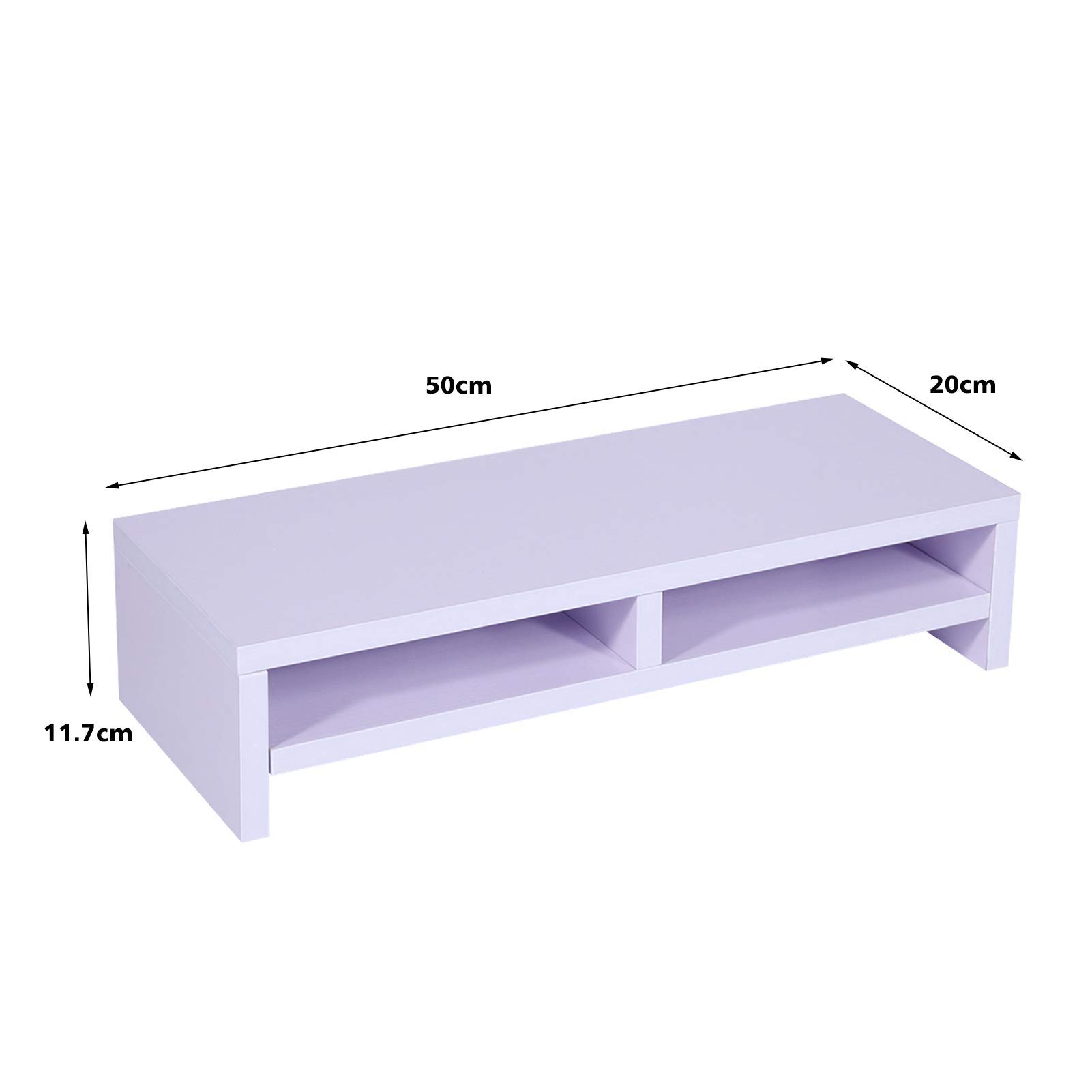 2-Tier Solid Wood Monitor Riser Stand with Storage Grids - 19.7