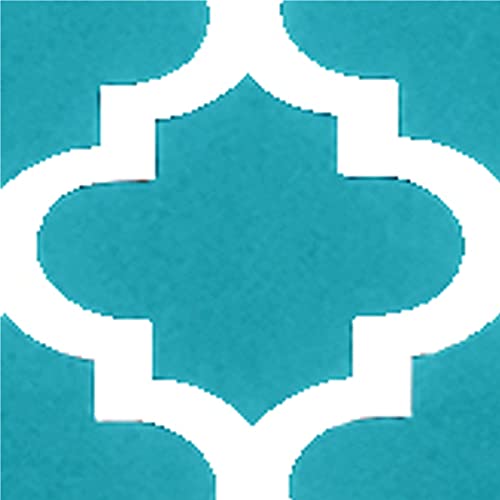 Aqua Quatrefoil With White Pattern